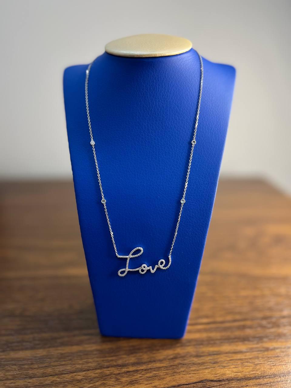 Love Romance Romantic White Diamond 18 Karat White Gold Finger Necklace Pendant