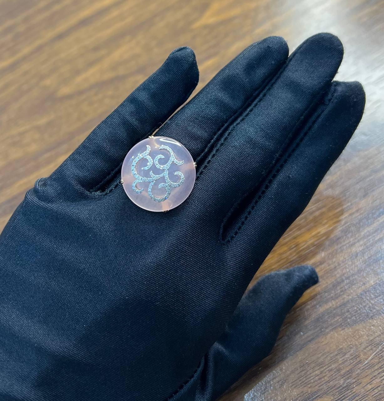 Rose Quartz Diamond 18 Karat Rose Gold Rose Theme Flowers Floral Statement Ring