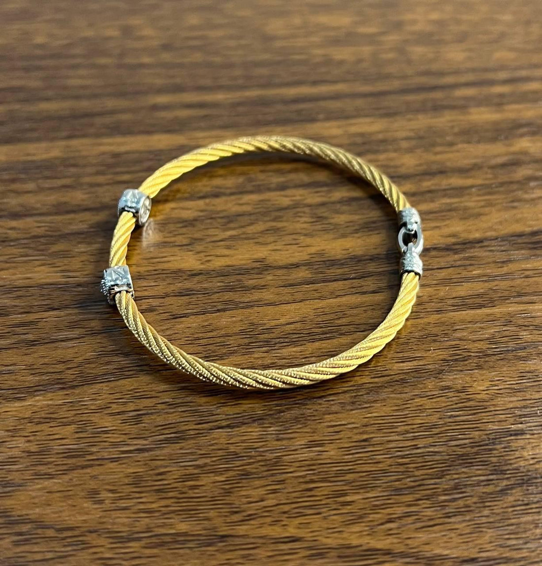 Yellow Cable Row 18K White Gold Diamonds Filigree Statement Twisted Bracelet