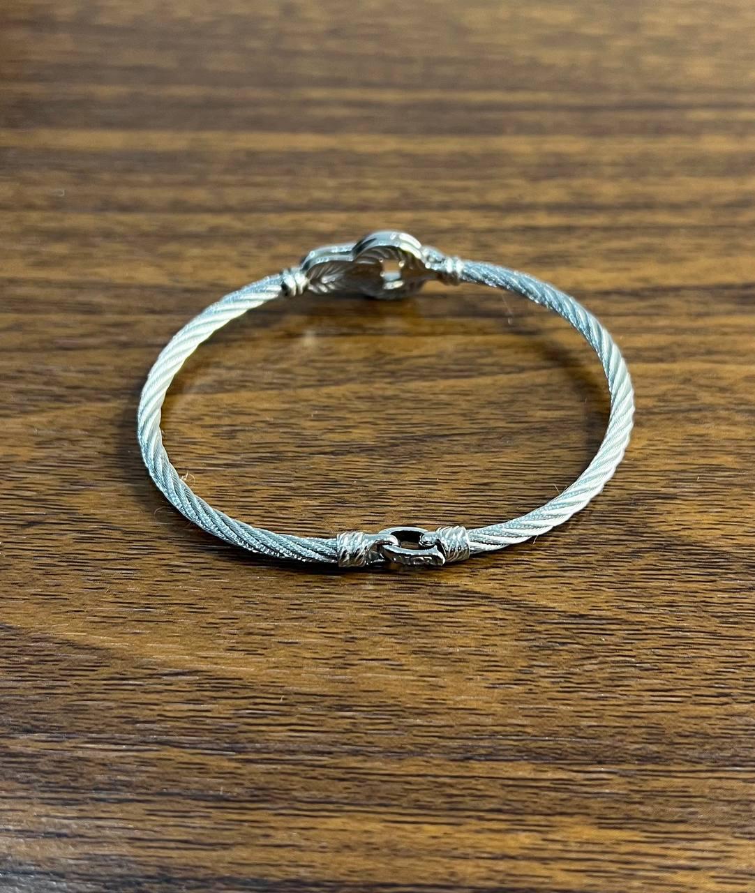 Silver Cable Row 18 Karat White Gold Diamonds Filigree Statement Symbol Bracelet