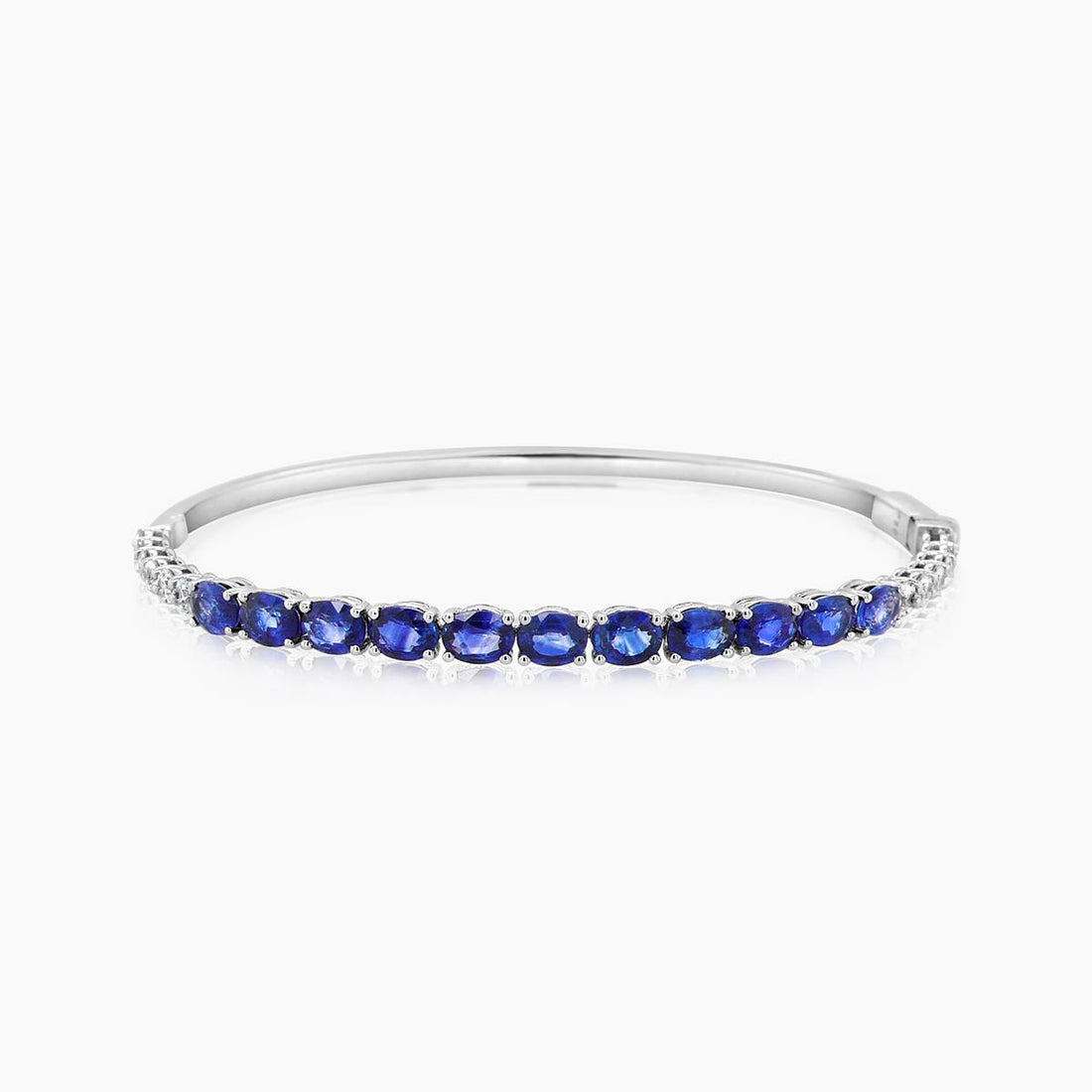 Blue Sapphire Light Blue Sapphire 18K White Gold Chic Bangle Bracelet