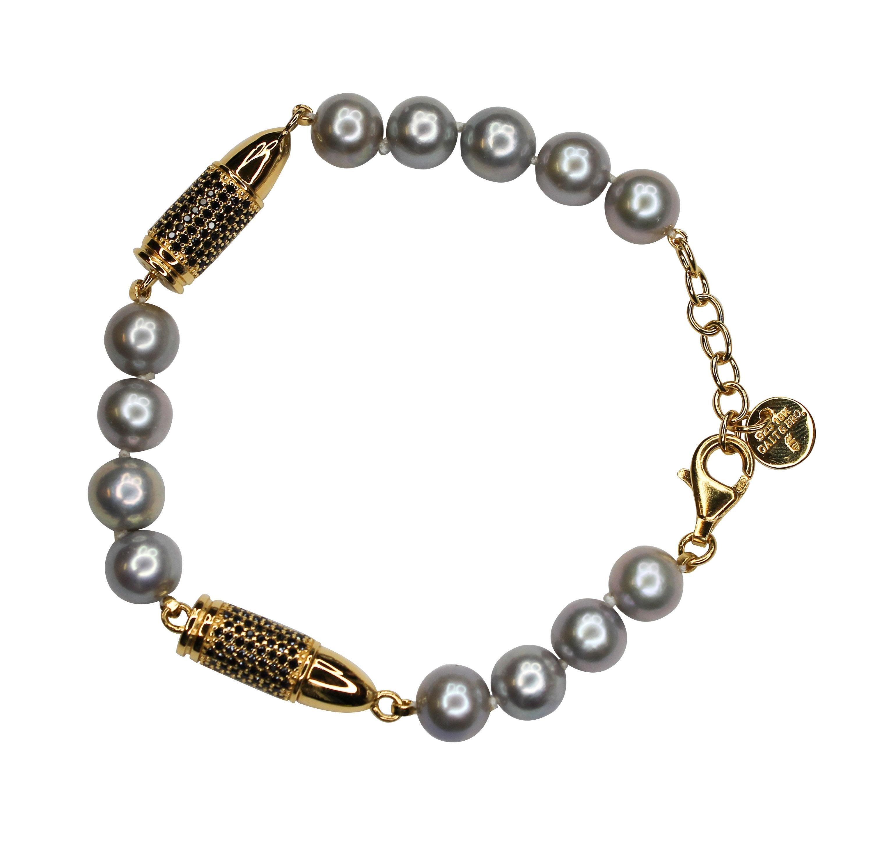 Black Spinel Pave Set Gemstone Gold Rocket Bullet Grey Silver Pearl Sterling Sil