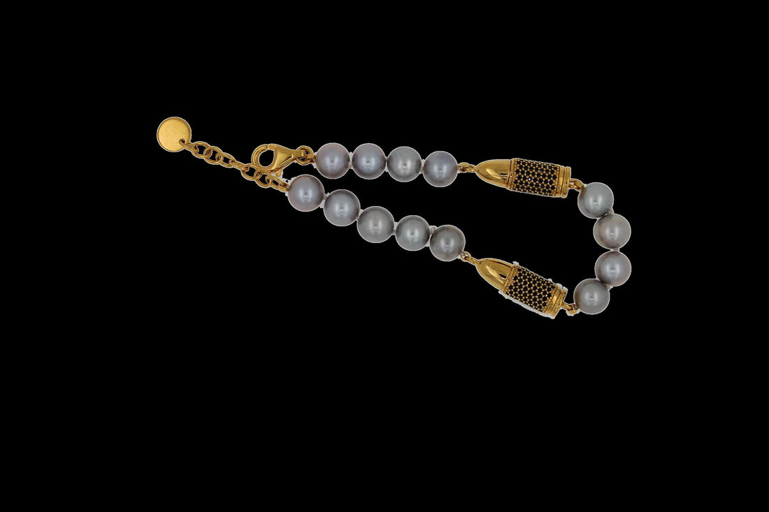 Black Spinel Pave Set Gemstone Gold Rocket Bullet Grey Silver Pearl Sterling Sil