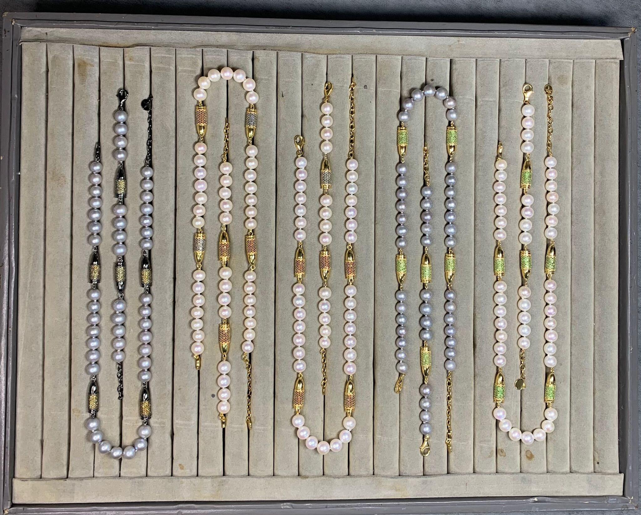 Green Tsavorite Pave Set Gold Rocket Bullet White Pearl 18K Gold Vermeil Sterlin