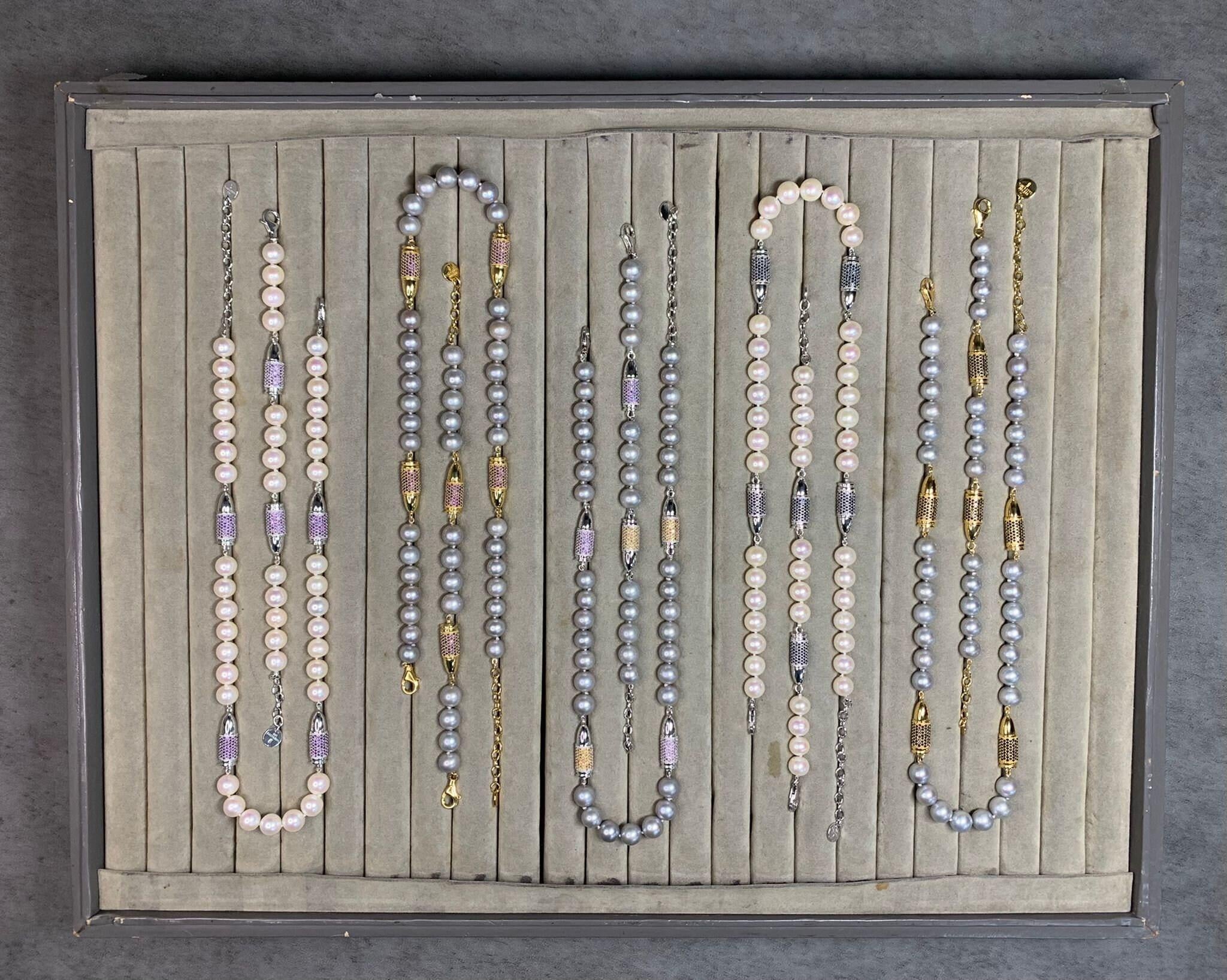 Black Spinel Pave Set Silver Rocket Bullet White Pearl Sterling Silver Bead Stat