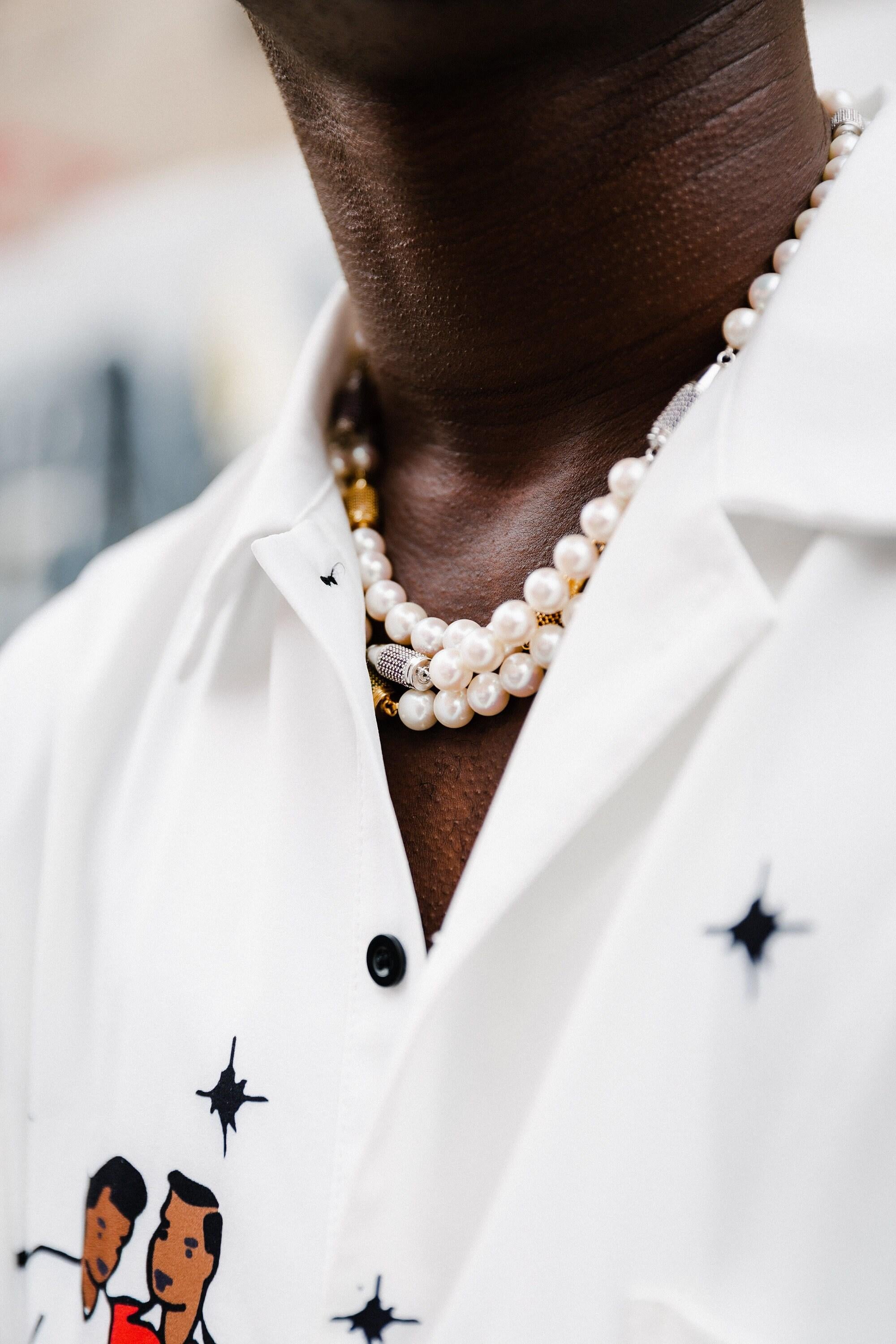 Black Spinel Pave Set Silver Rocket Bullet White Pearl Sterling Silver Bead Stat