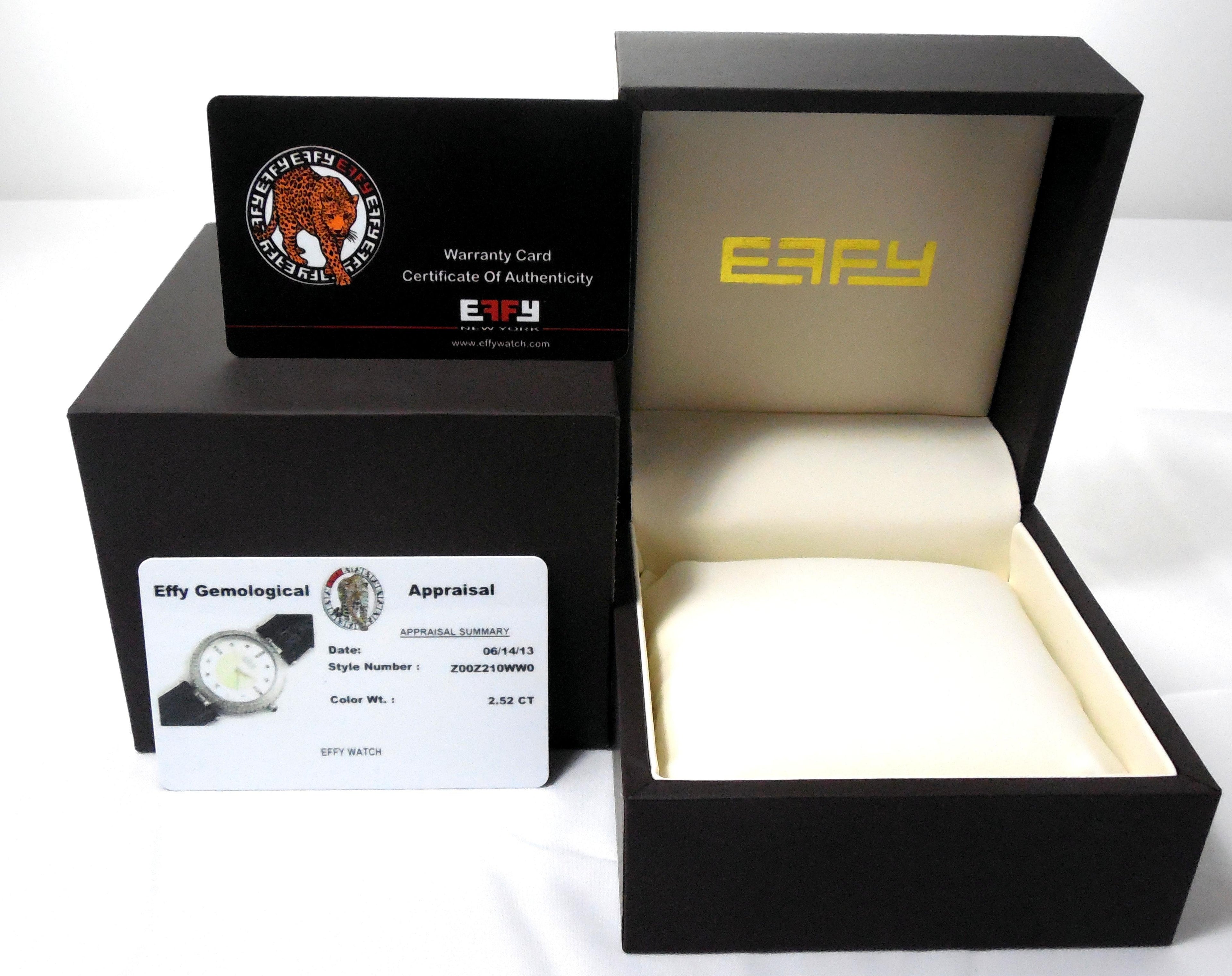 Blue Sapphire & Diamond Pave Dial Luxury Swiss Quartz Exotic Leather Band Watch