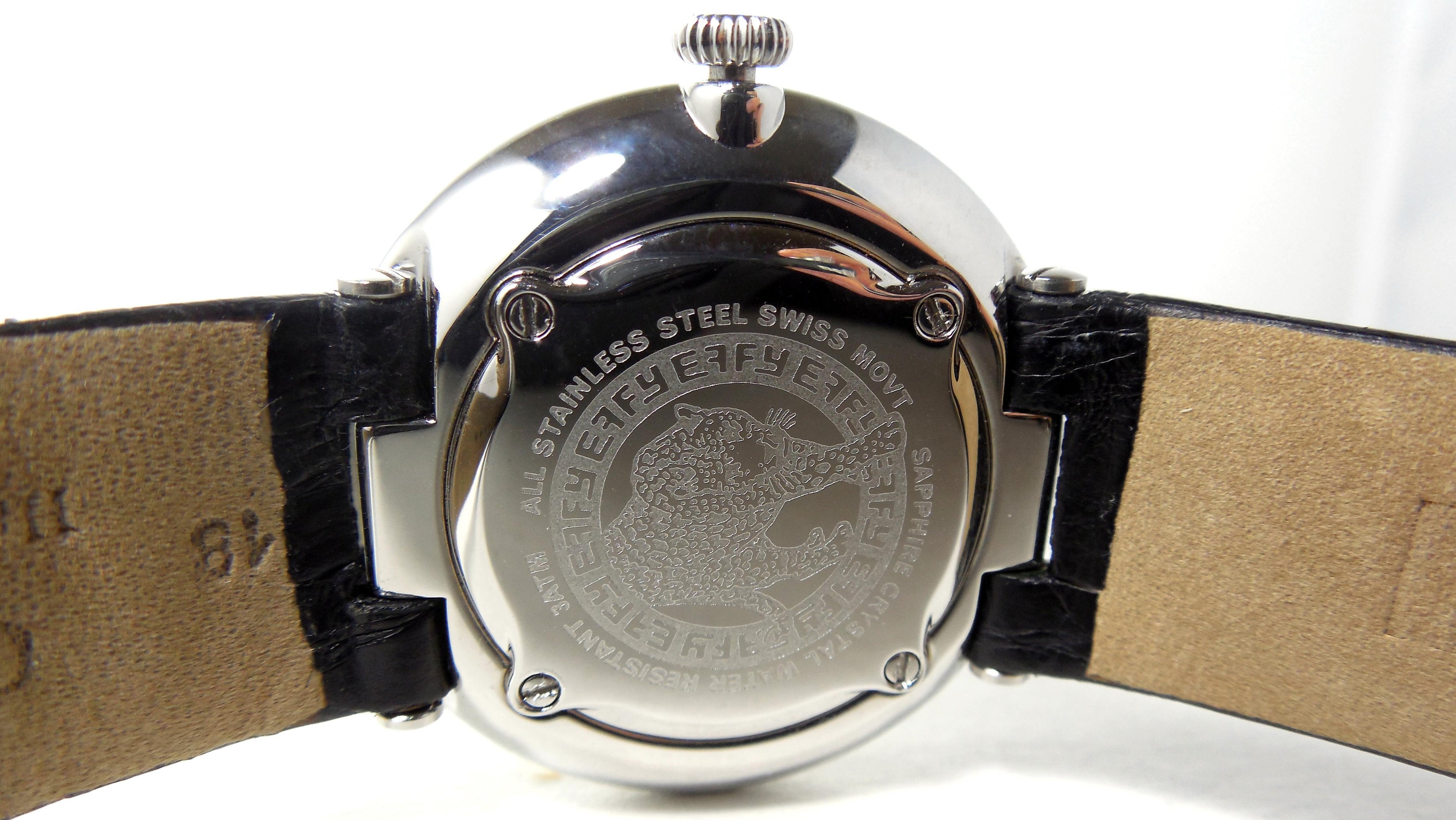 Blue Sapphire & Diamond Pave Dial Luxury Swiss Quartz Exotic Leather Band Watch