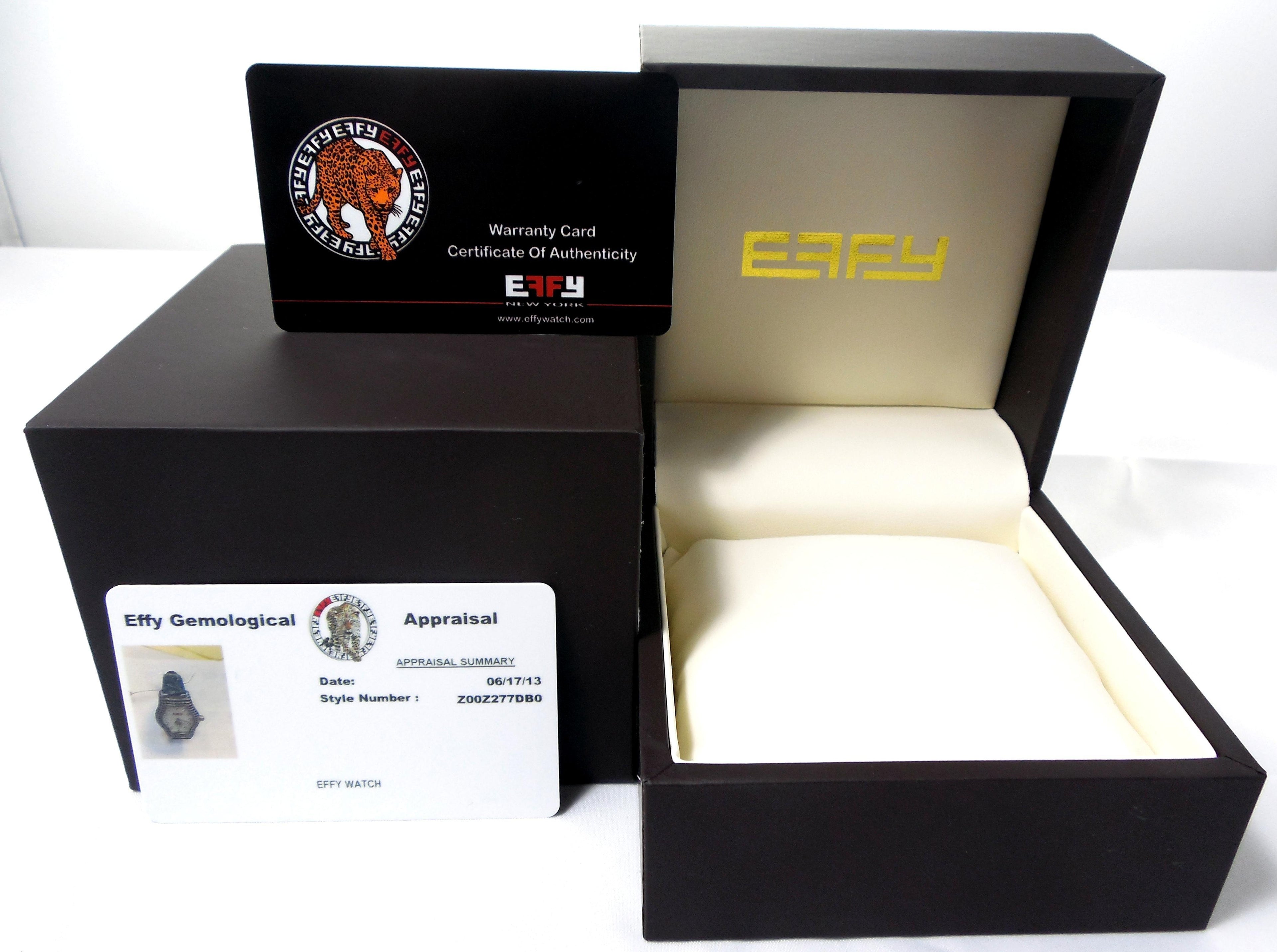 Blue Sapphire & Diamonds Pave Dial Luxury Swiss Quartz Exotic Leather Band Watch