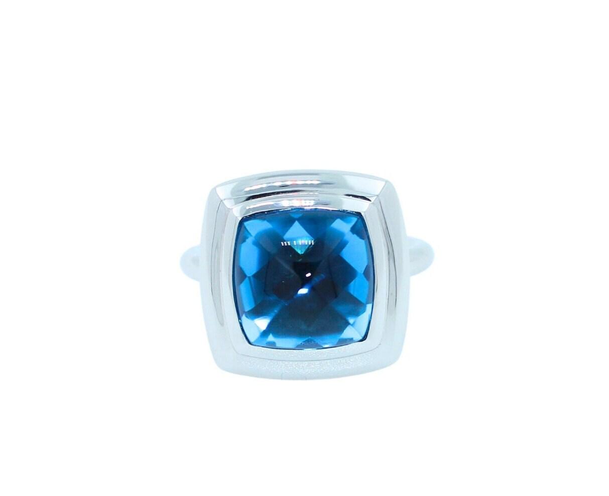 Blue Topaz Sugarloaf Cabochon Mountain Pyramid Cone Cocktail Statement Solitaire