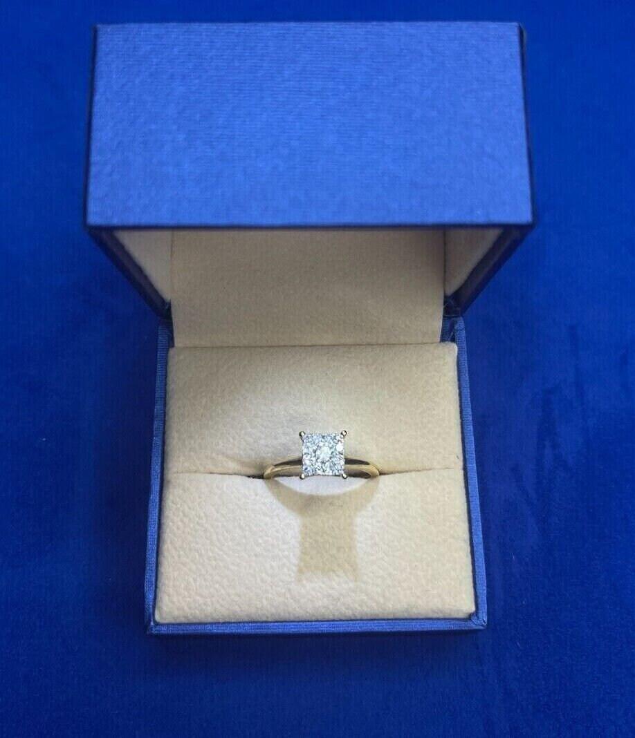 Brilliant Cut Diamond Square Princess Shape Halo Illusion Halo Pave Set Engageme