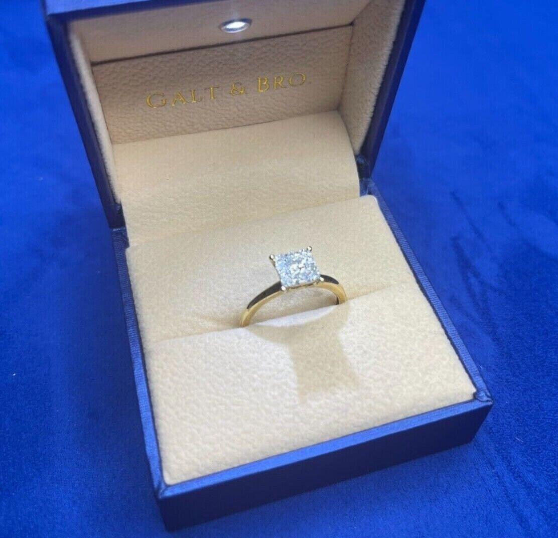 Brilliant Cut Diamond Square Princess Shape Halo Illusion Halo Pave Set Engageme