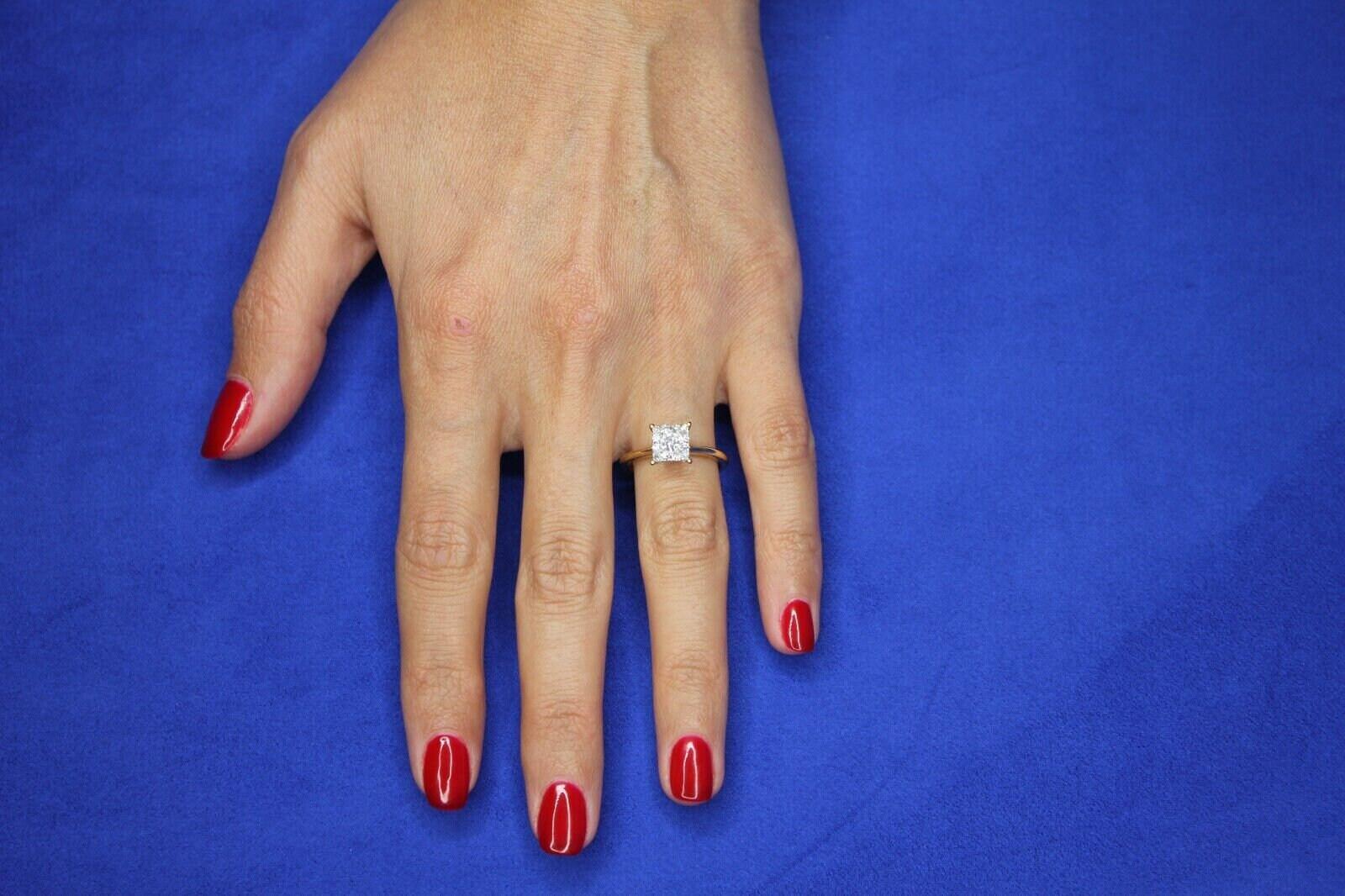 Brilliant Cut Diamond Square Princess Shape Halo Illusion Halo Pave Set Engageme