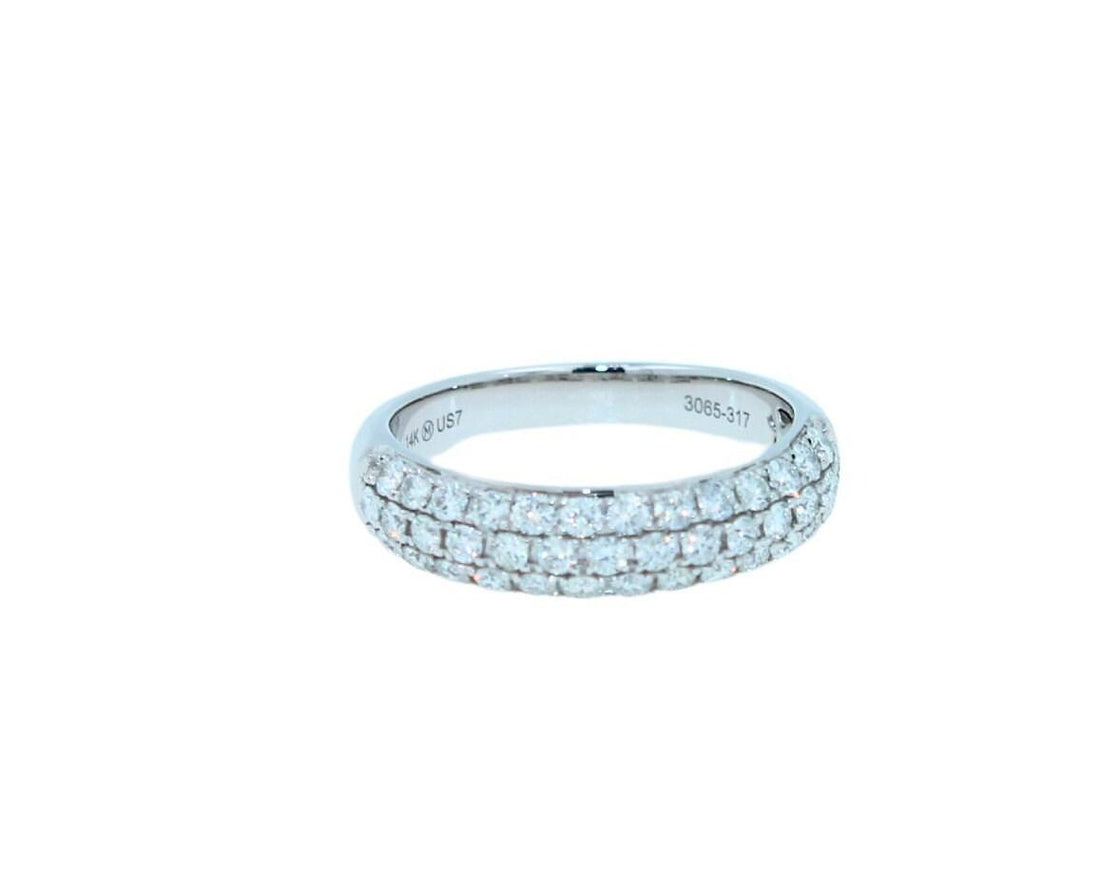 Brilliant Cut White Diamond Pave Set Medium Stackable Dainty Minimalistic Classi