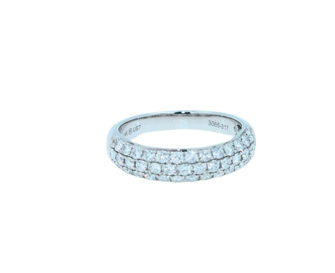 Brilliant Cut White Diamond Pave Set Medium Stackable Dainty Minimalistic Classi