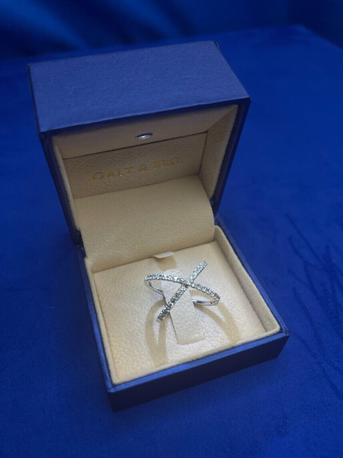 Brilliant Cut White Diamond X Criss Cross Pave Cocktail Fashion Open Bypass 14 K
