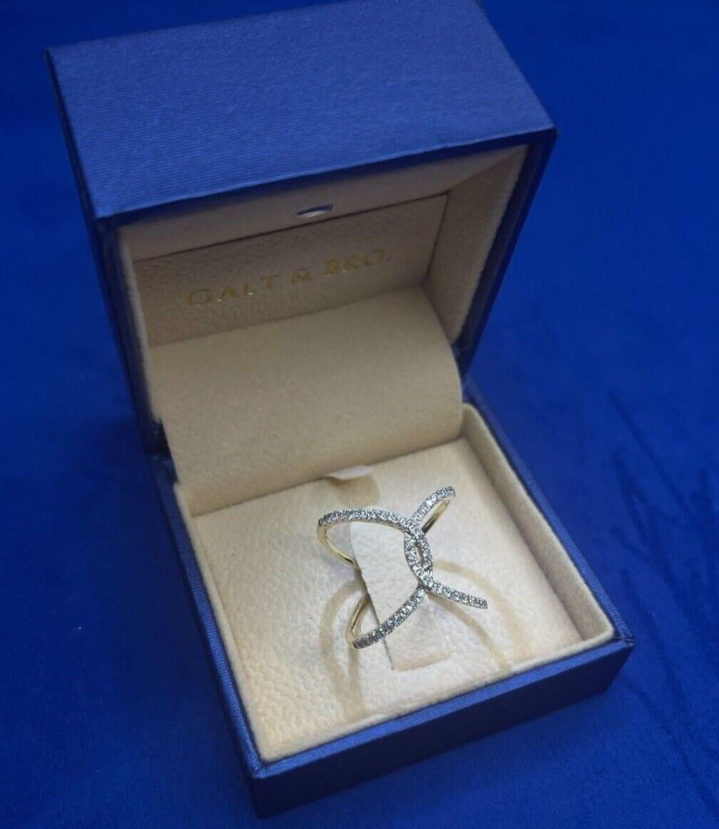 Brilliant Cut White Diamond X Criss Cross Pave Cocktail Fashion Open Bypass 14 K