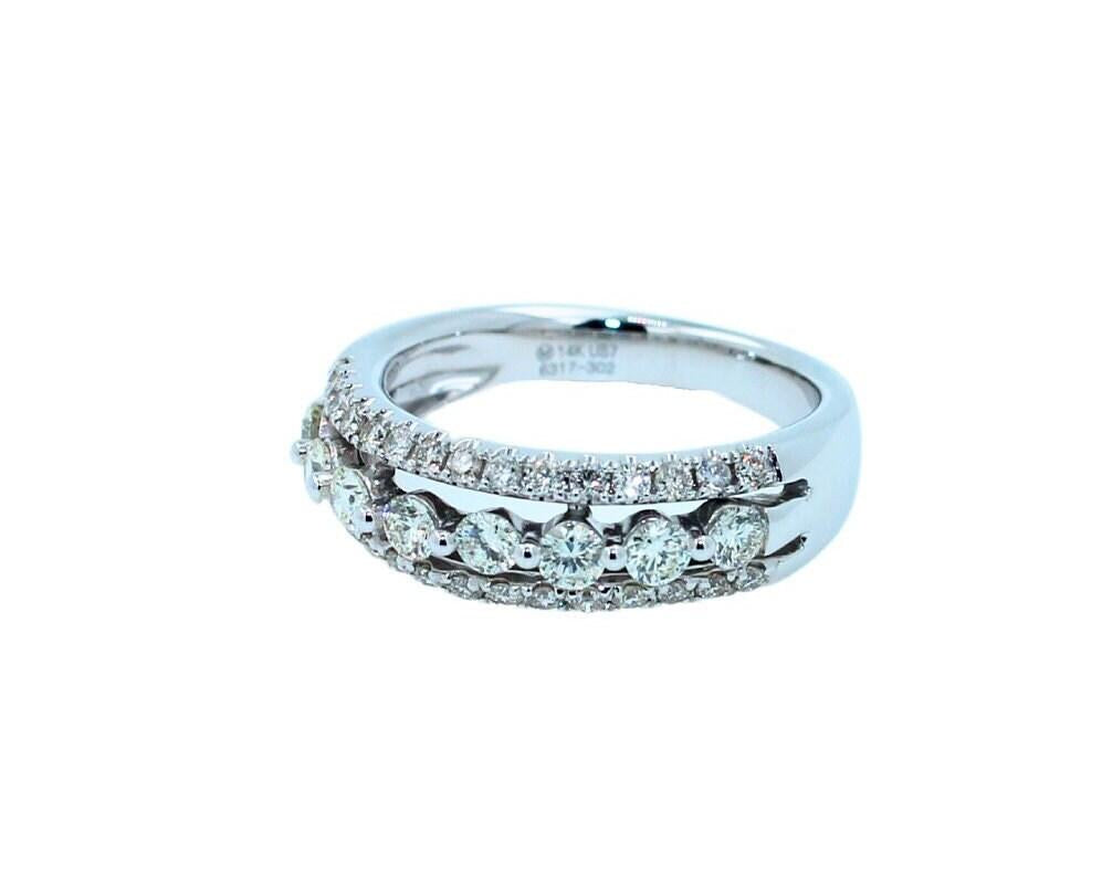 Brilliant White Diamond Three Row Pave Set Cocktail Statement Fashion Wedding Ba