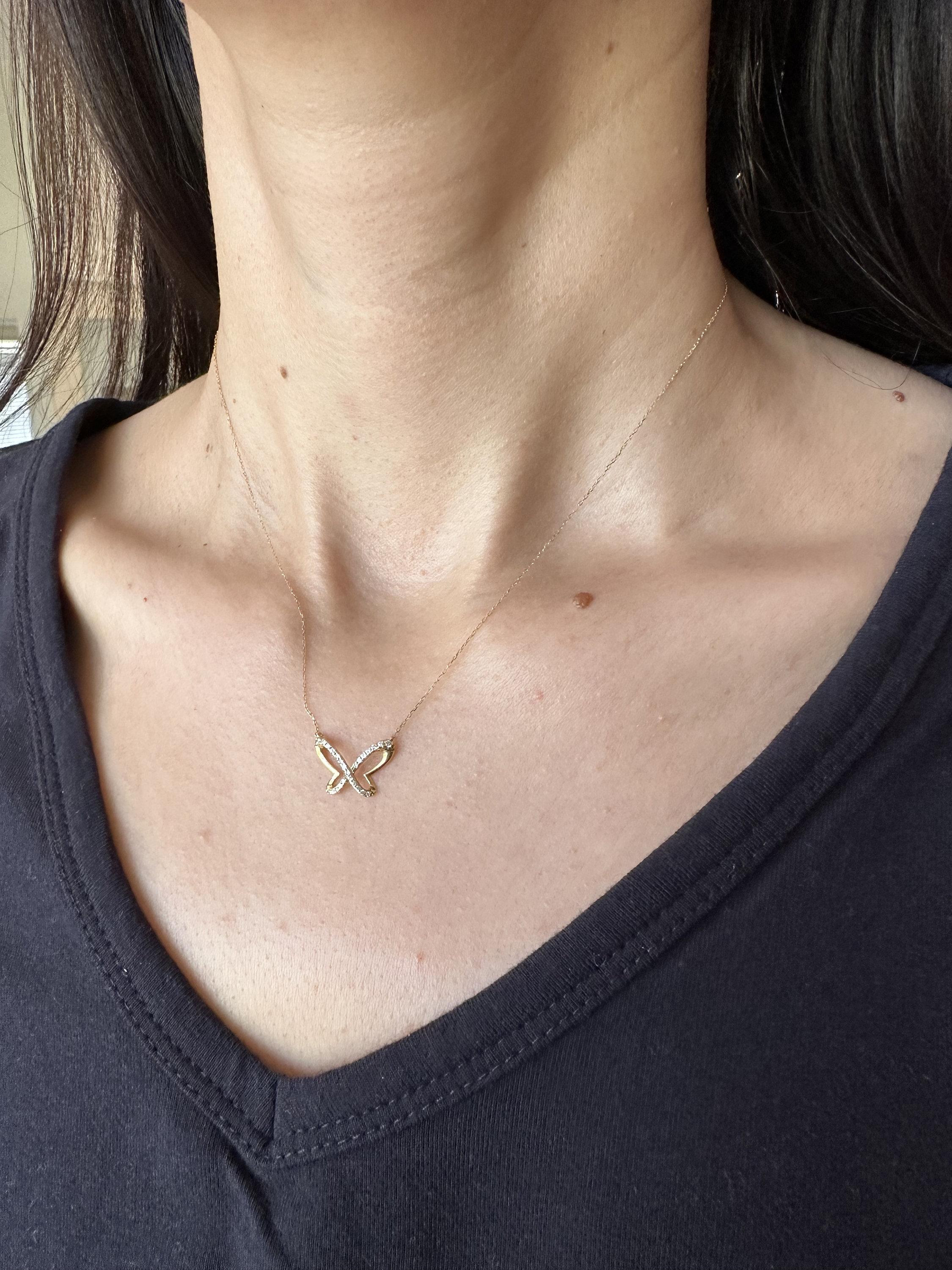 Butterfly Brilliant Cut Fauna Halo Set Pave Set White Diamonds 14 Karat Yellow G