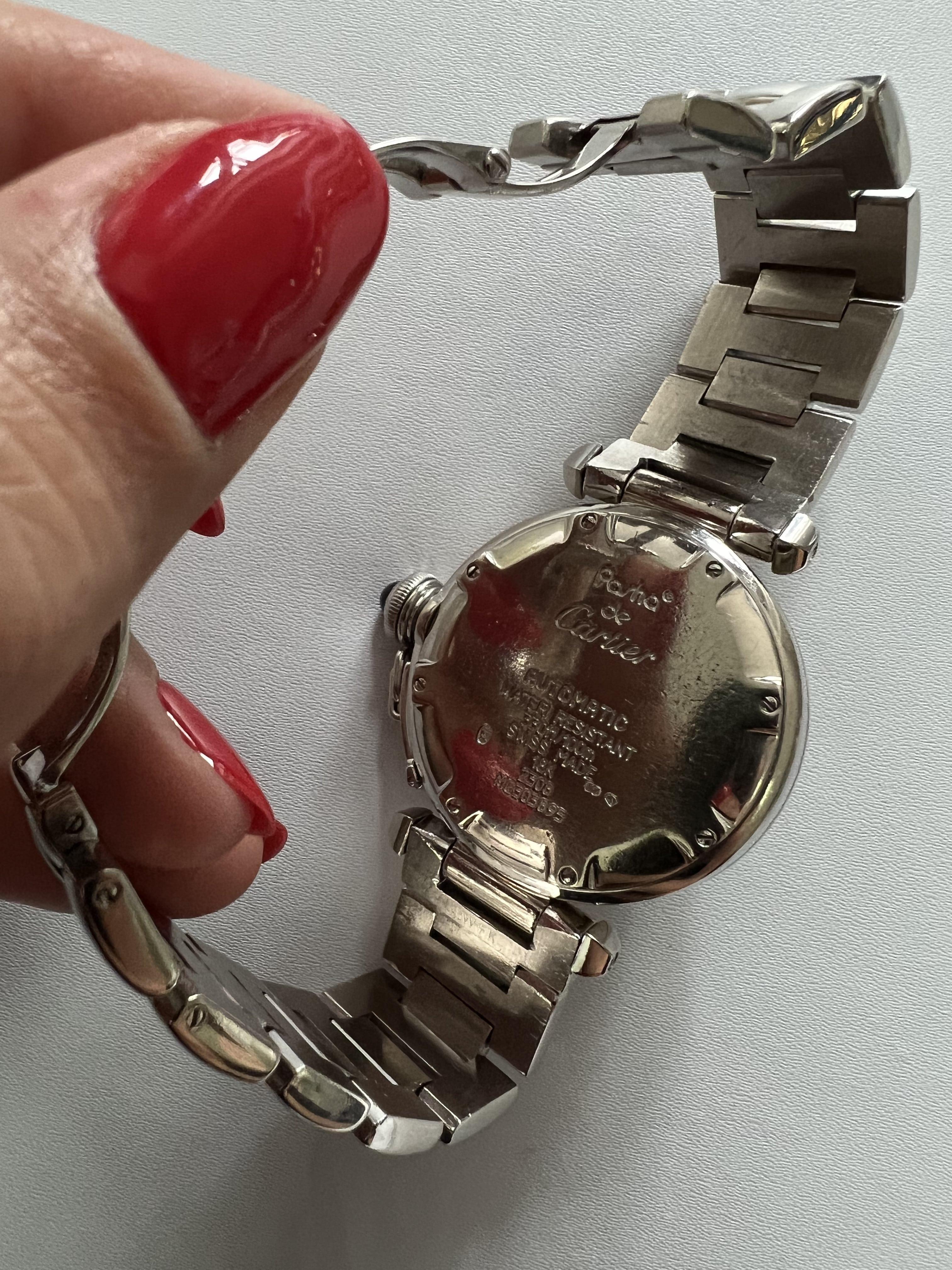 Cartier Pasha de Cartier White Dial Diamonds Halo Grid 18 Karat White Gold Watch