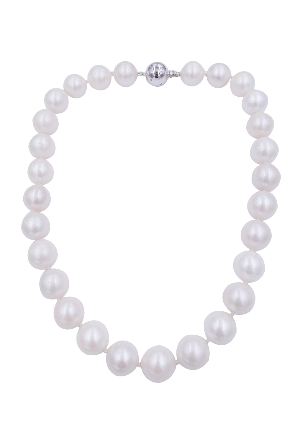 Classic Round South Sea White Pearl Short Bead 18K White Gold Diamond Necklace
