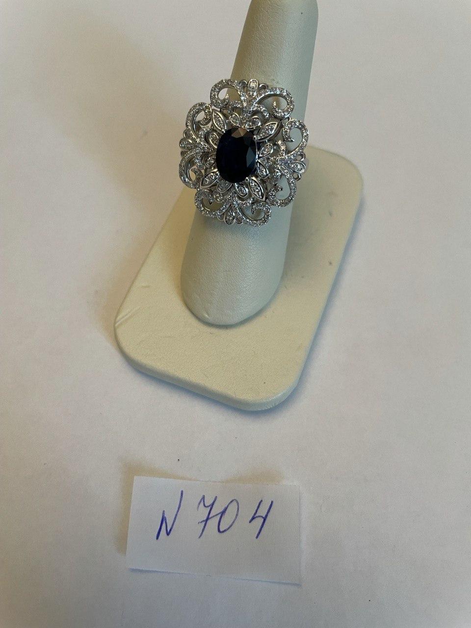 Oval Shape Blue Sapphire Diamonds Halo Pave Set White Gold Statement Motif Ring