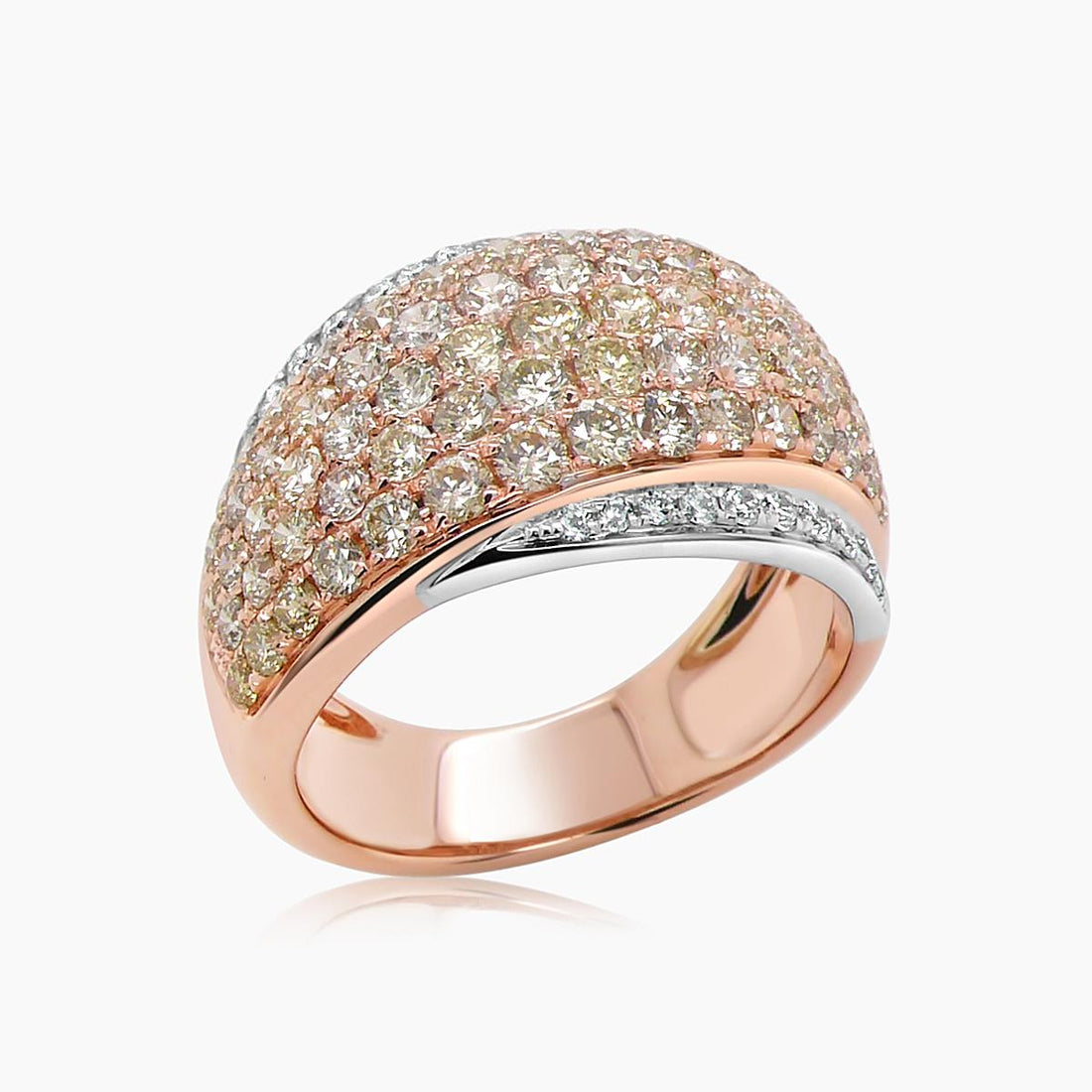White Diamond & Fancy Color Diamond Pave 18K Rose & White Gold Ring