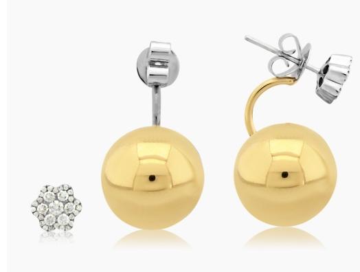 Golden Globe Diamond 18K 15MM Gold Ball Earrings