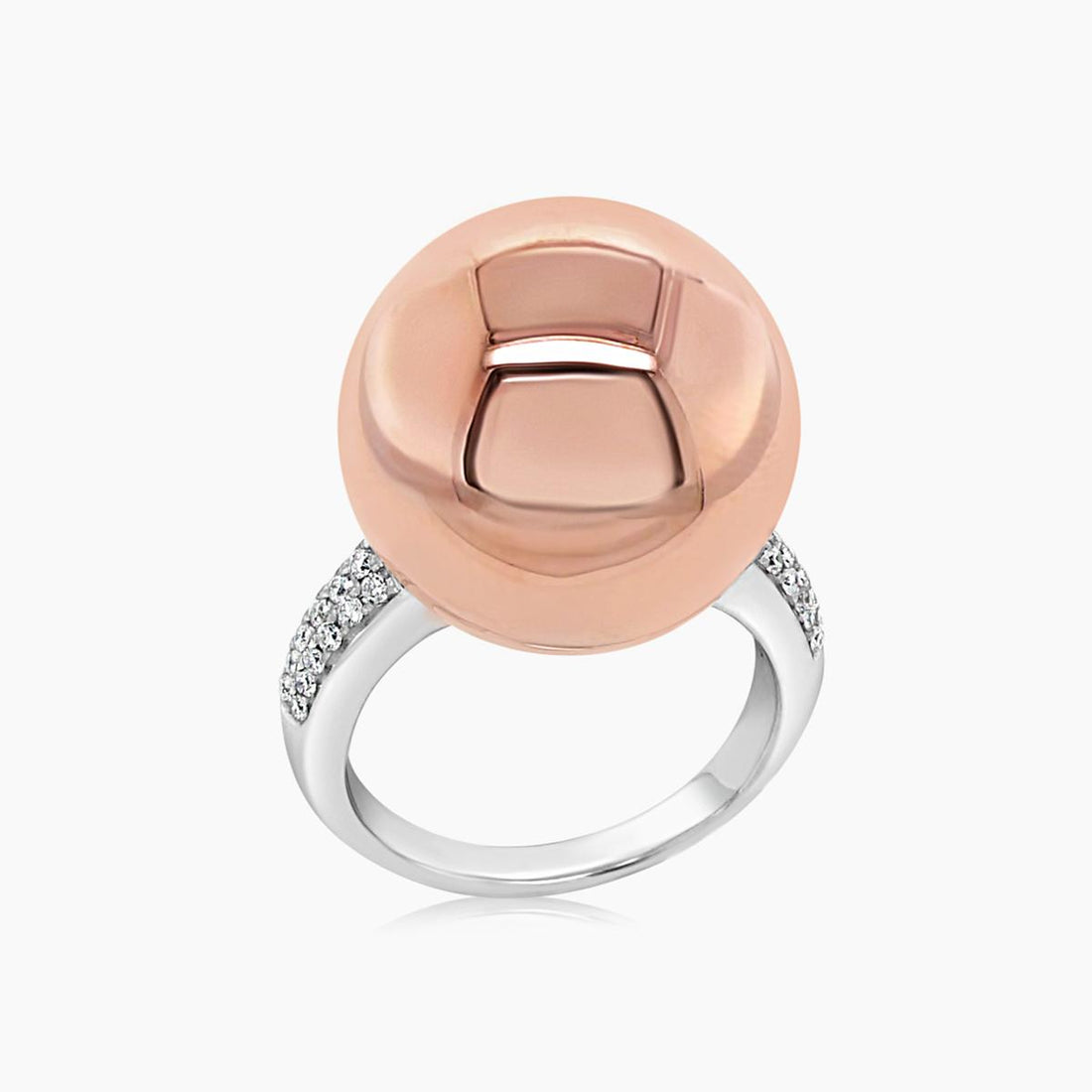 Golden Globe White Diamond 18K Rose & White Gold Ball Ring