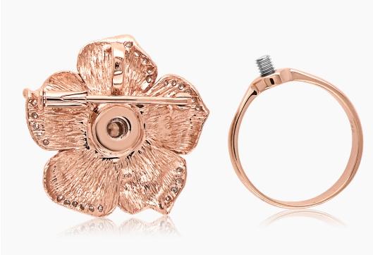 White & Fancy Diamond 18K Rose Gold Flower Ring