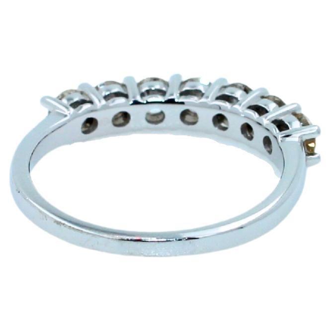 Diamond Classic Stack Eternity Wedding Anniversary Band 18 Karat White Gold Ring