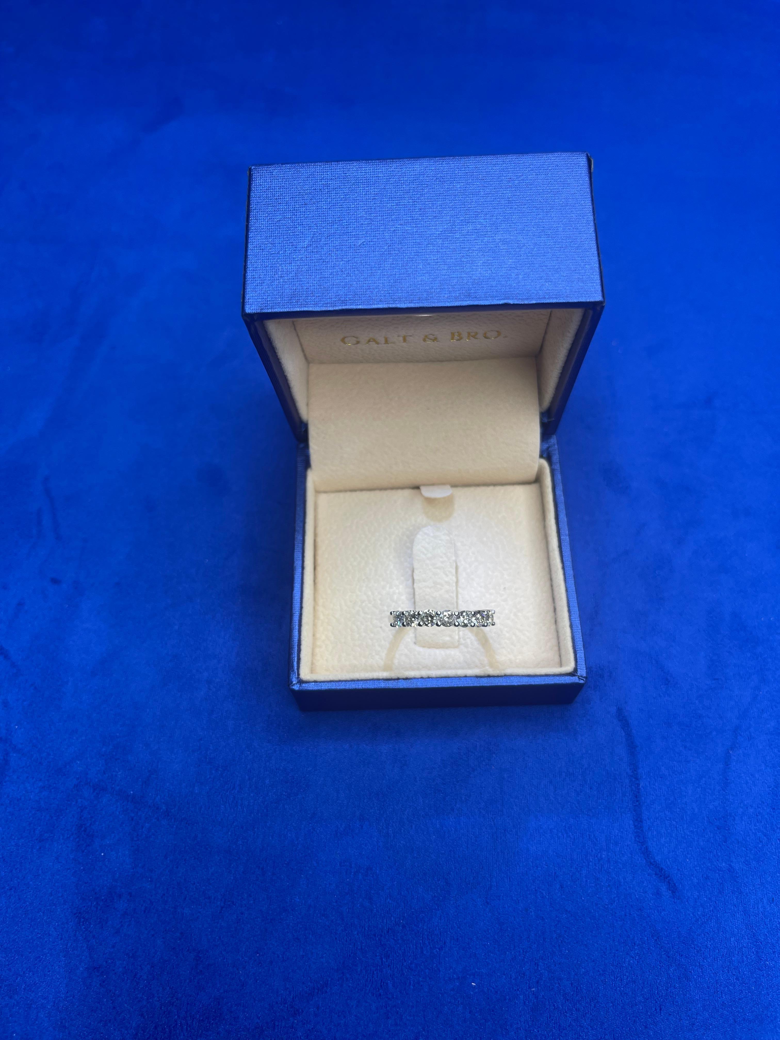Diamond Classic Stack Eternity Wedding Anniversary Band 18 Karat White Gold Ring