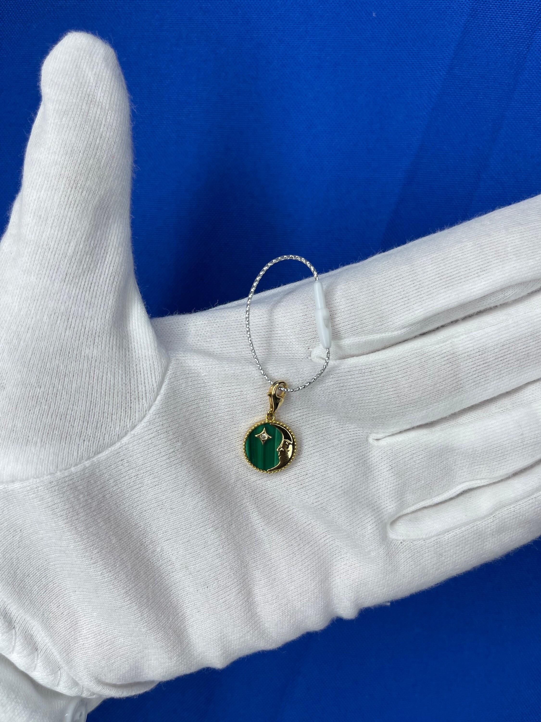 Diamond Moon Star Celestial Heaven Zodiac Crescent Sky 18 Karat Yellow Gold Gree