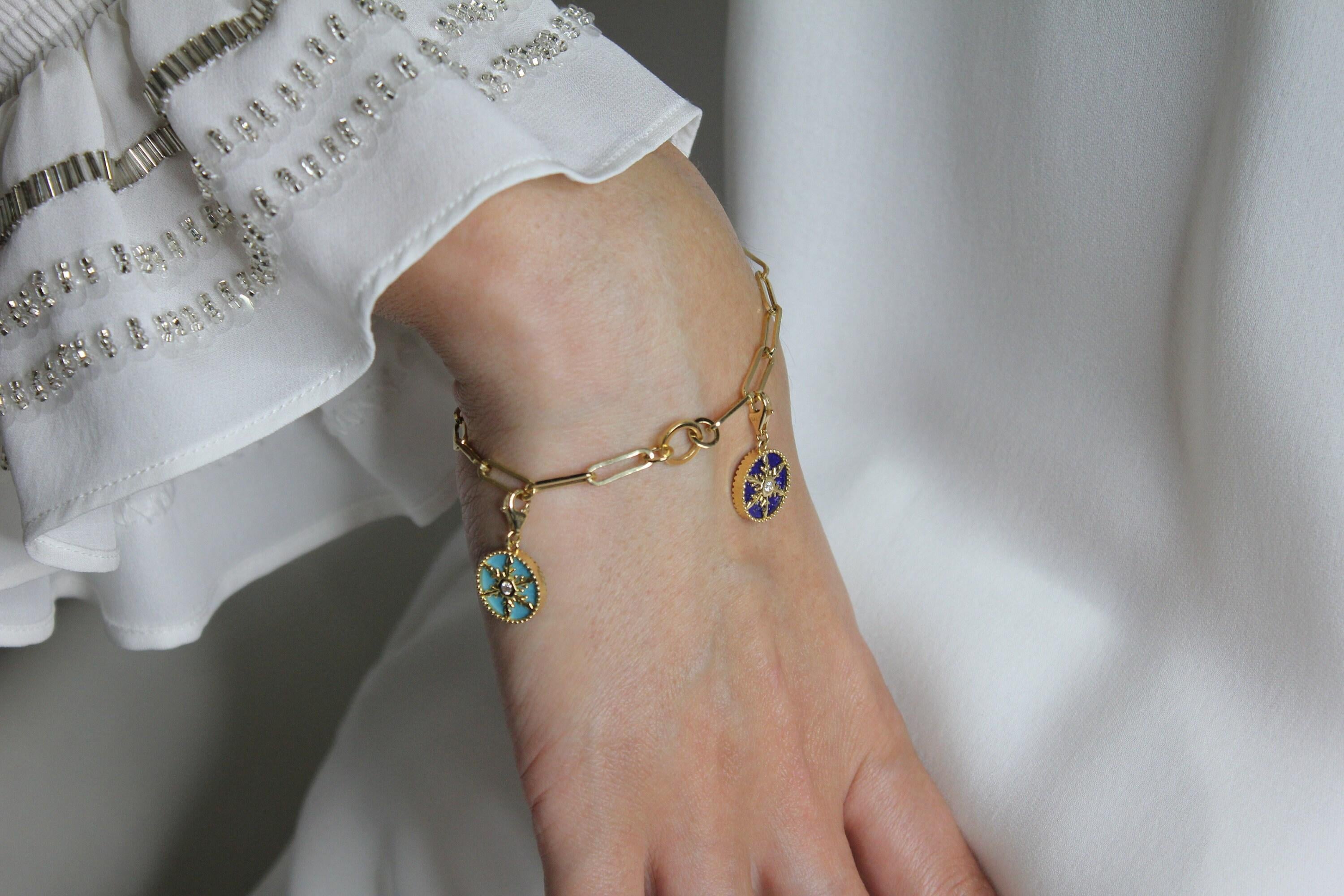 Diamond Moon Star Celestial Heaven Zodiac Crescent Sky 18 Karat Yellow Gold Gree