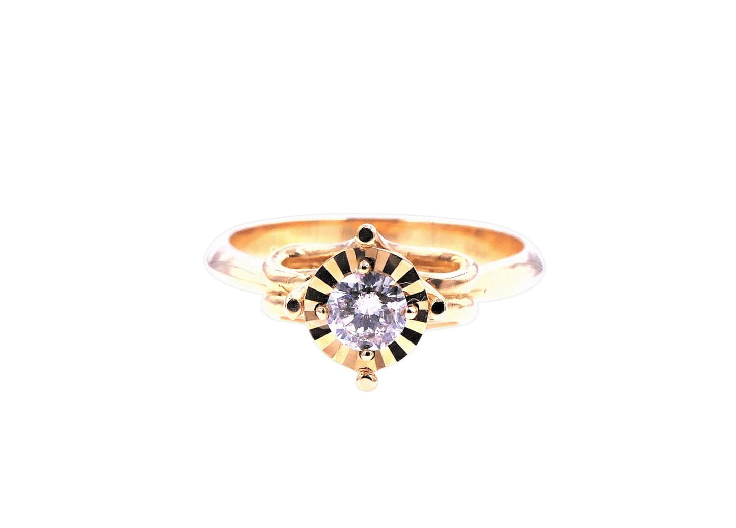 diamond round brilliant cut silvery grey solitaire 18 karat yellow gold vintage