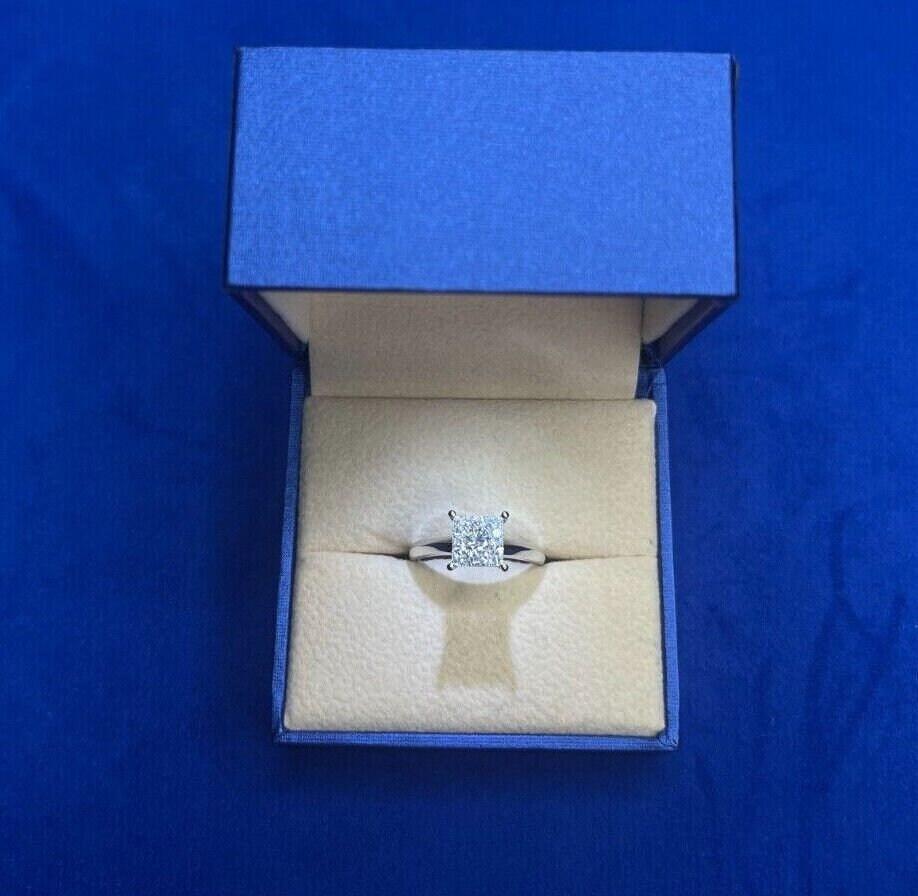 Diamond Square Halo Pave Engagement Wedding Cocktail 14 Karat White Gold Ring