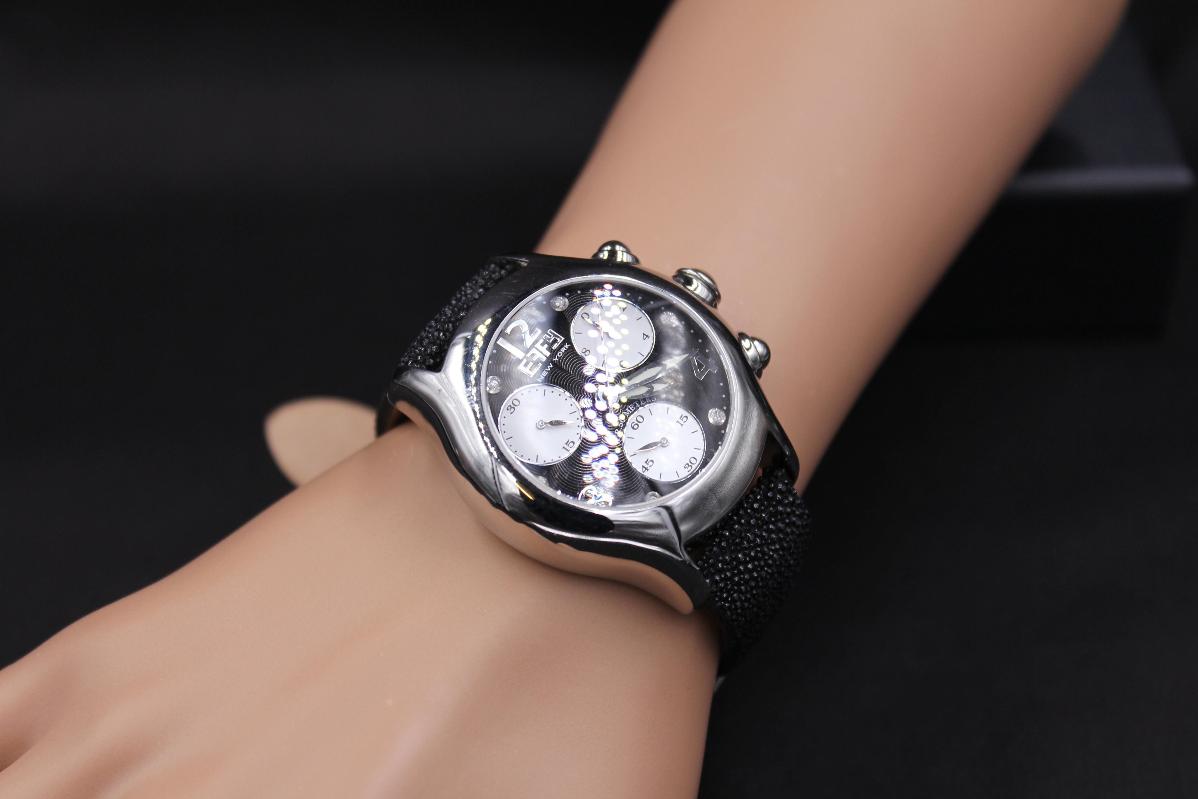 Diamonds Pave Dial Luxury Swiss Quartz Exotic Leather Band Watch