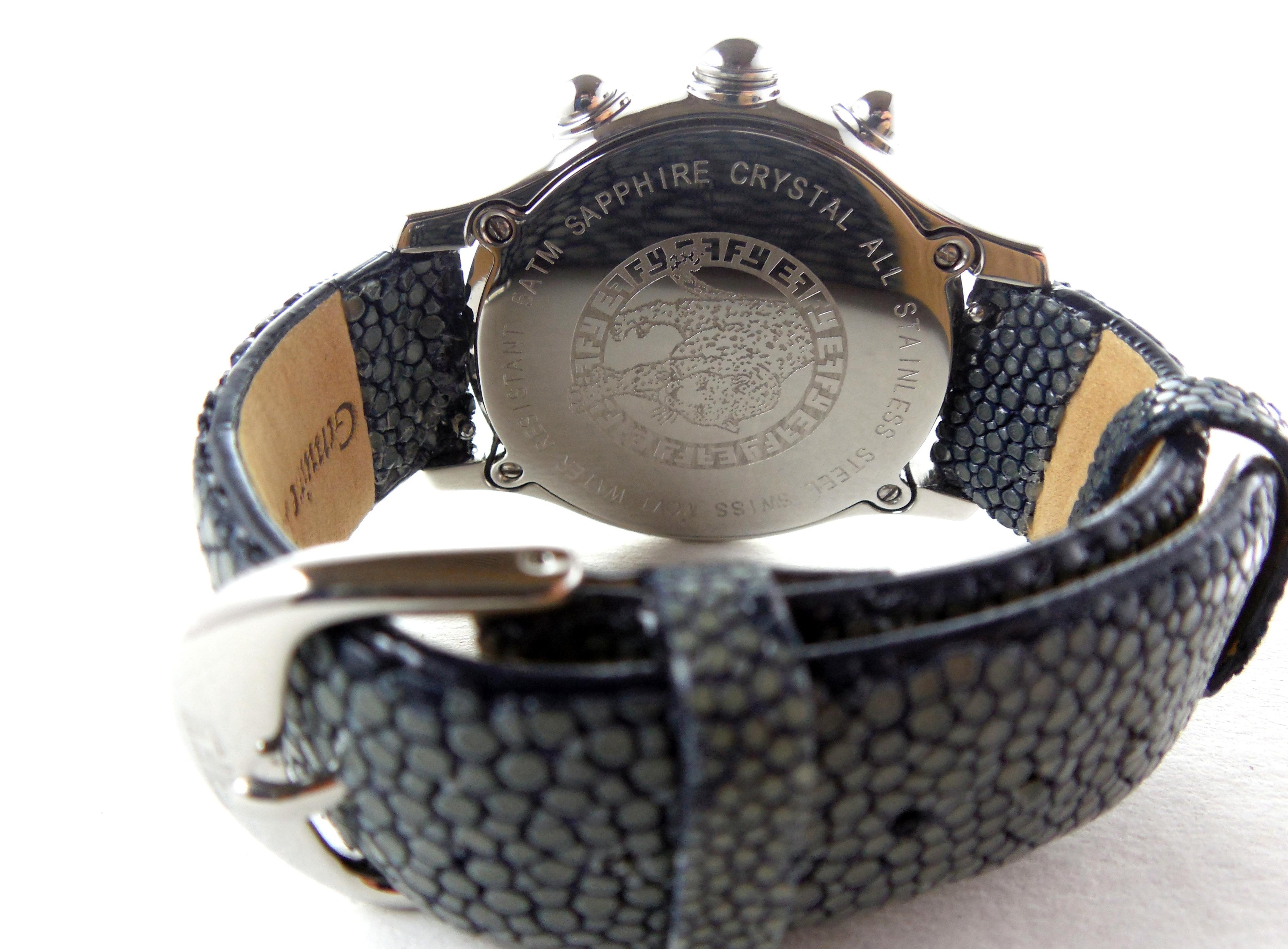 Diamonds Pave Dial Luxury Swiss Quartz Exotic Leather Band Watch