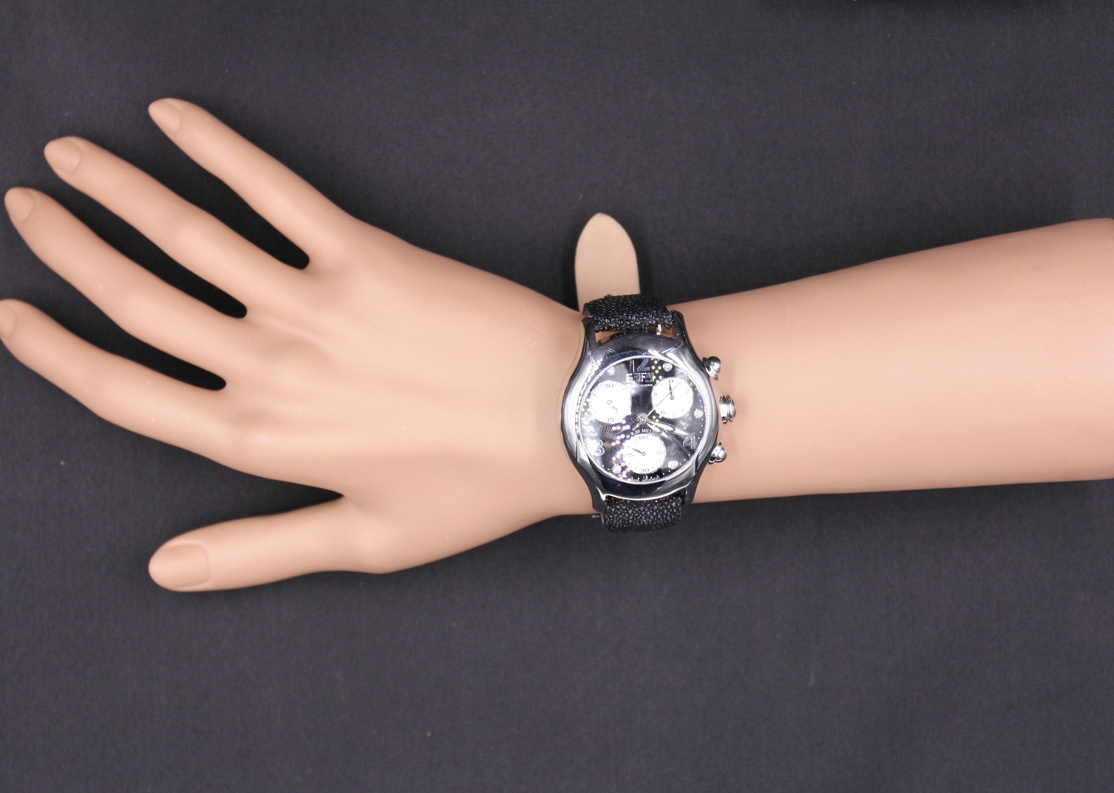 Diamonds Pave Dial Luxury Swiss Quartz Exotic Leather Band Watch