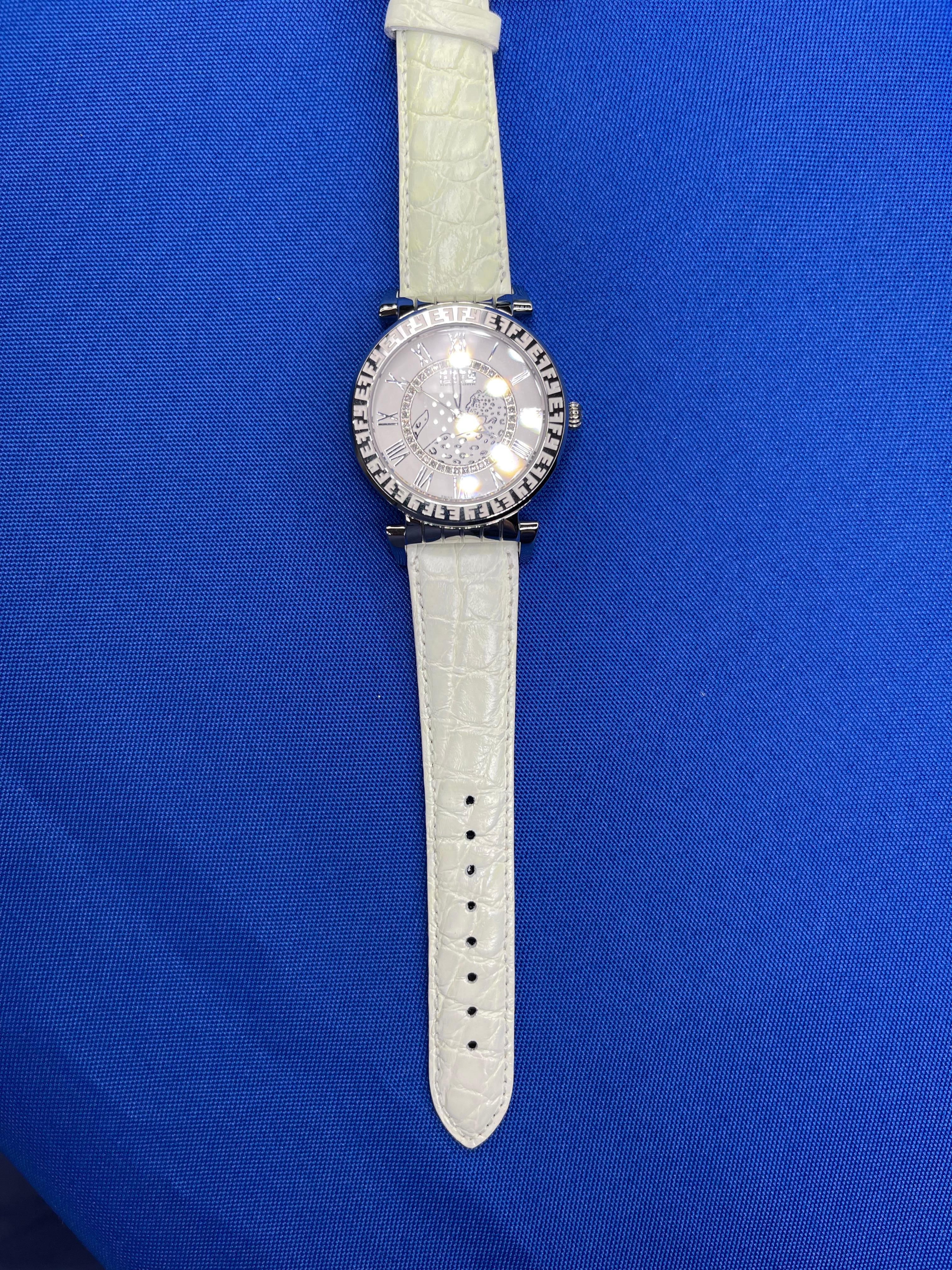 Diamonds Pave Dial Luxury Swiss Quartz Exotic Watch 0.42 Tcw