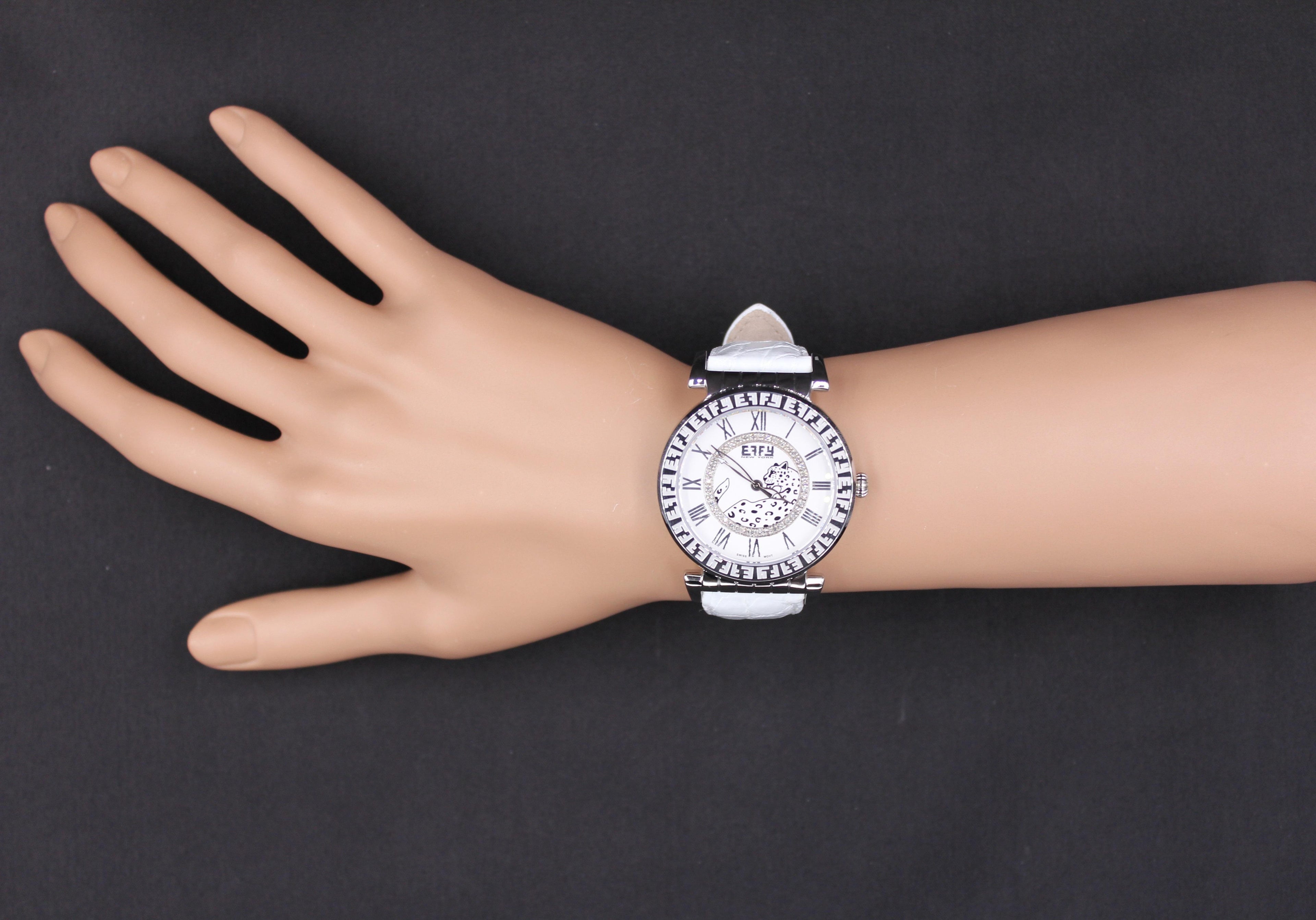 Diamonds Pave Dial Luxury Swiss Quartz Exotic Watch 0.42 Tcw