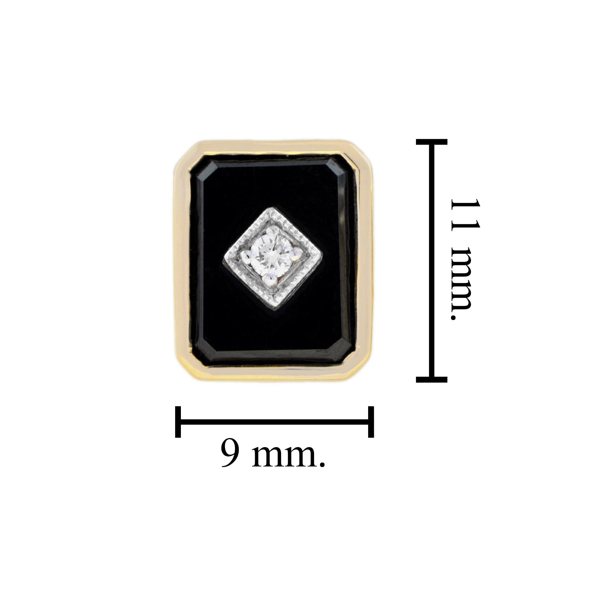 Diamond and Onyx Bezel Set Art Deco Style Octagon Stud Earrings