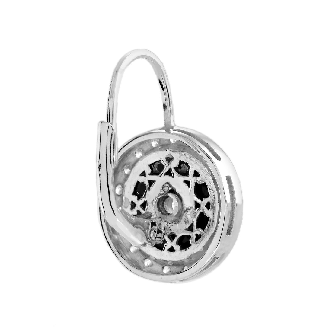 Diamond & Black Onyx Art Deco Style White Gold Earrings