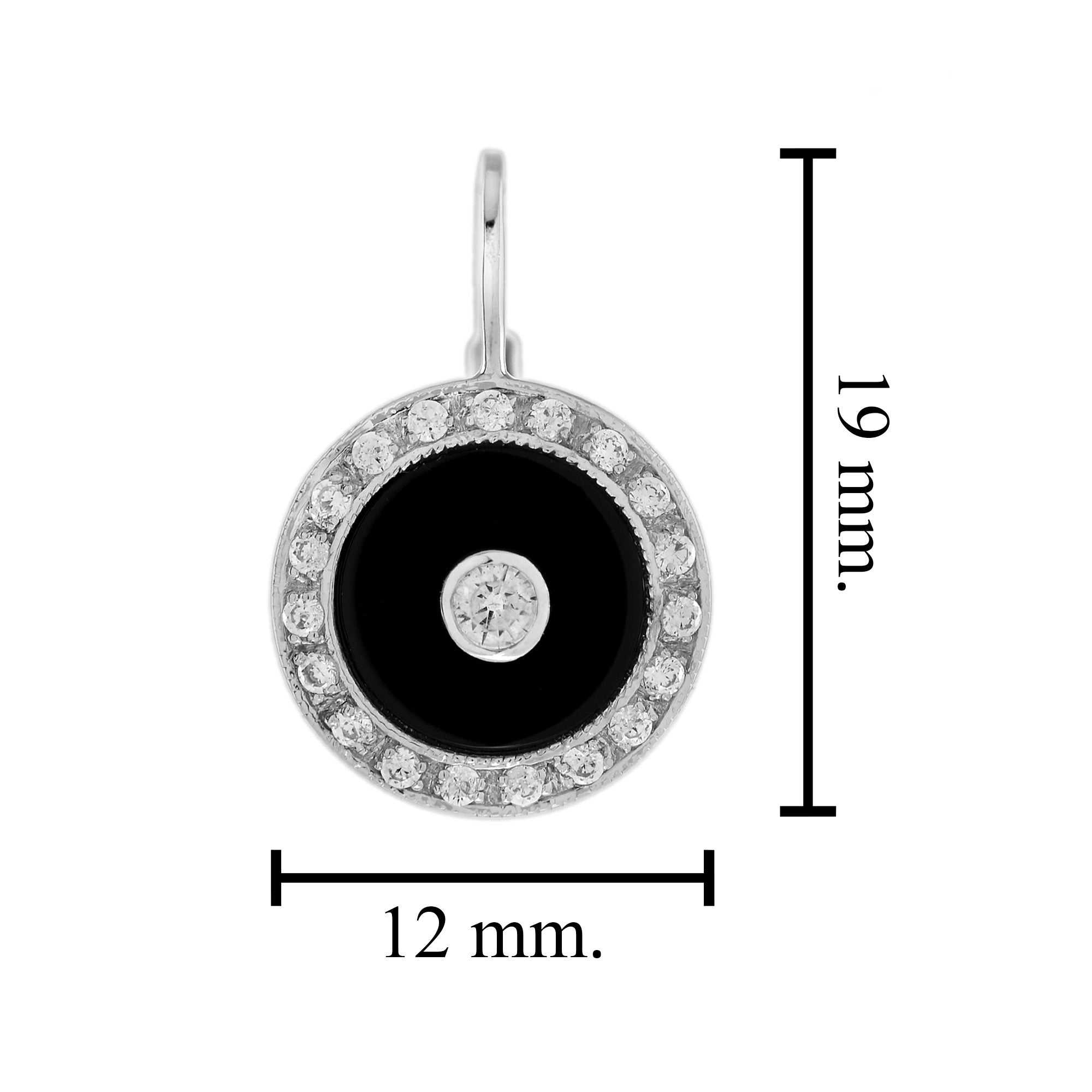 Diamond & Black Onyx Art Deco Style White Gold Earrings