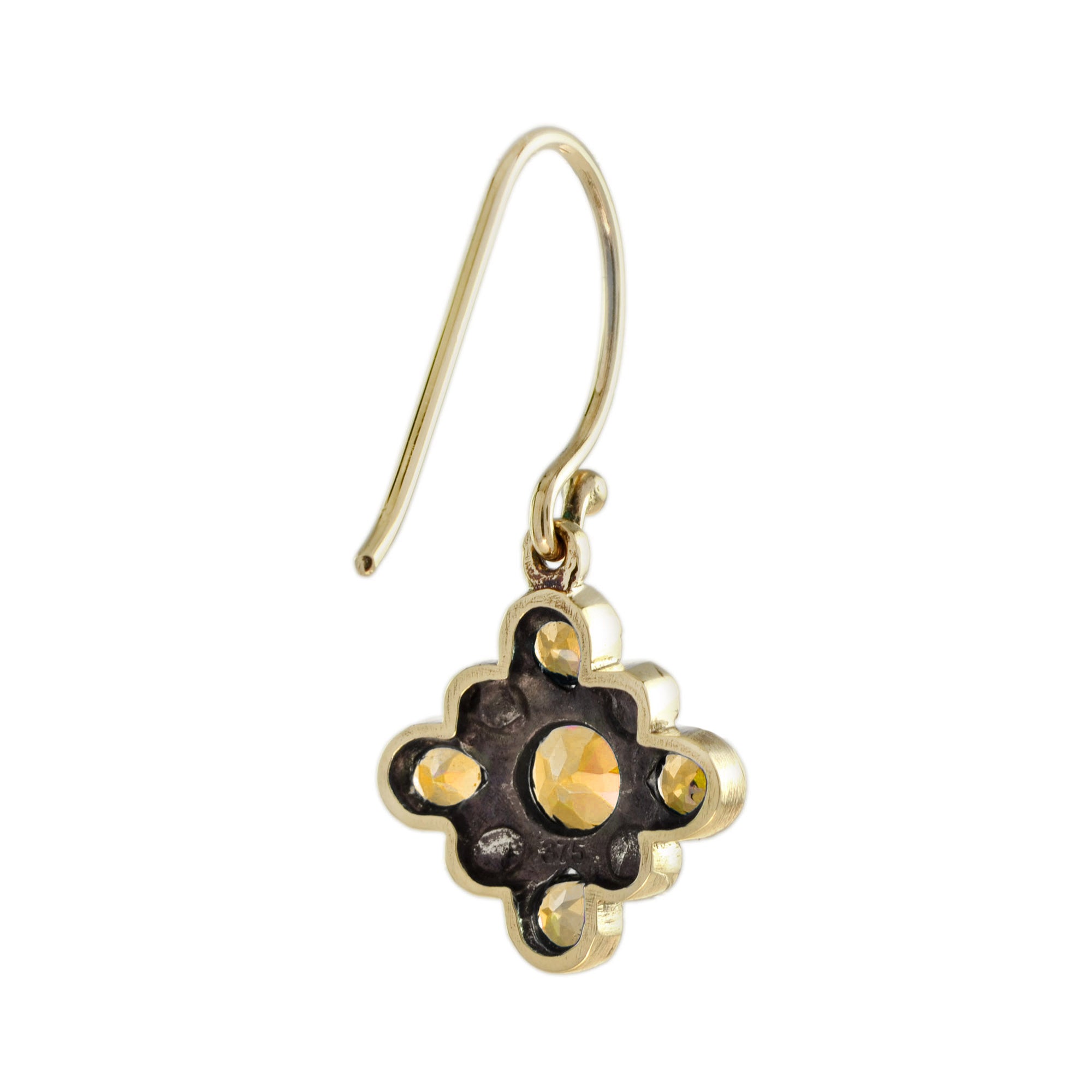 1.00 Ctw Vintage Style Citrine Pearl Cluster Drop 14K Yellow Gold Earrings