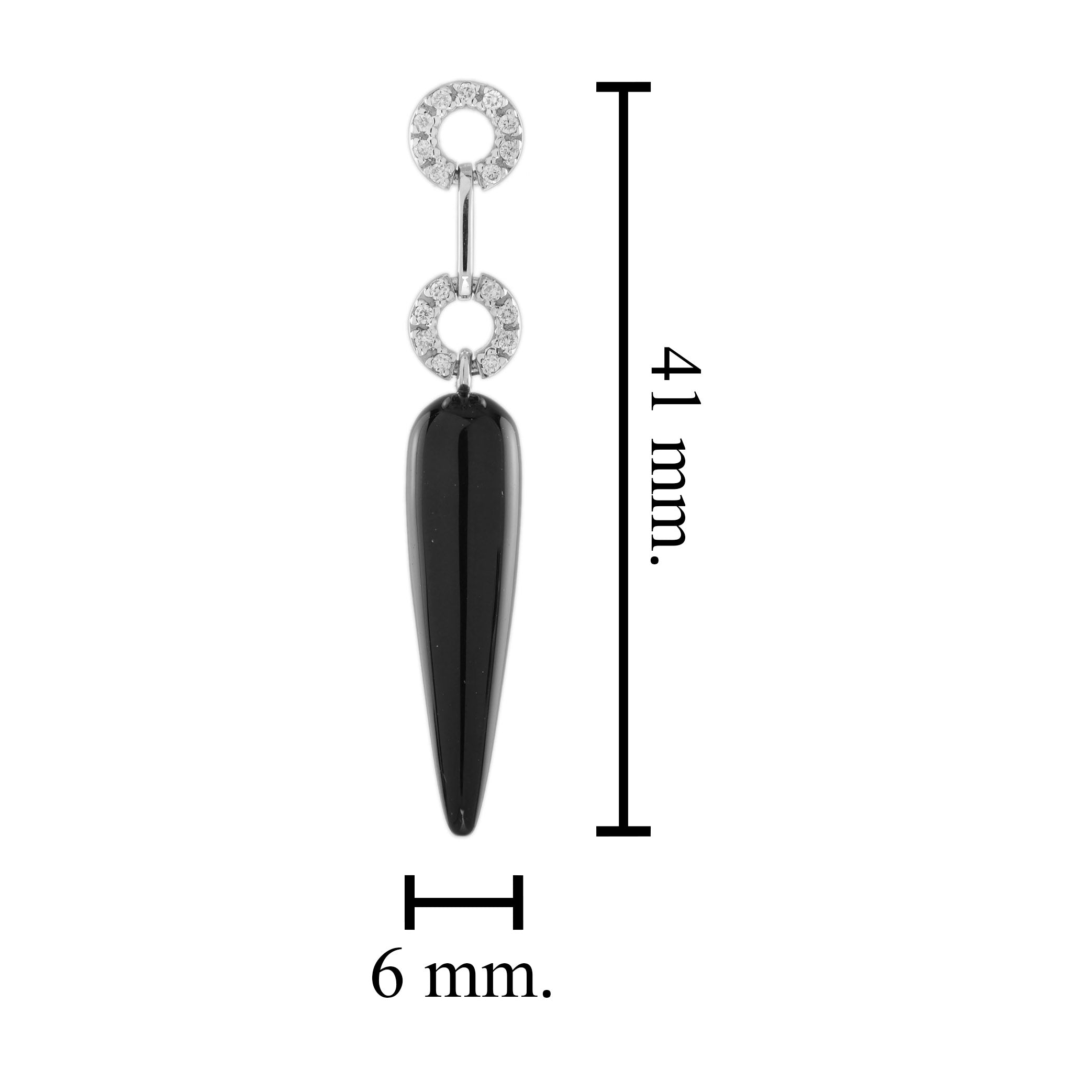 Chili Black Onyx & Diamond Art Deco Style Drop 14K White Gold Earrings