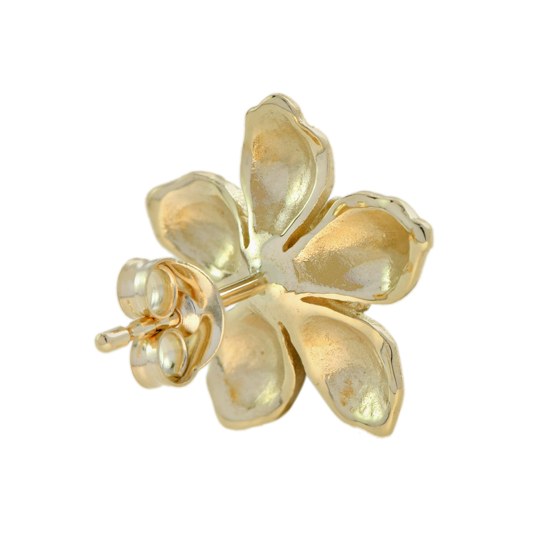 Diamond Vintage Style Floral Flower 14K Yellow Gold Stud Earrings