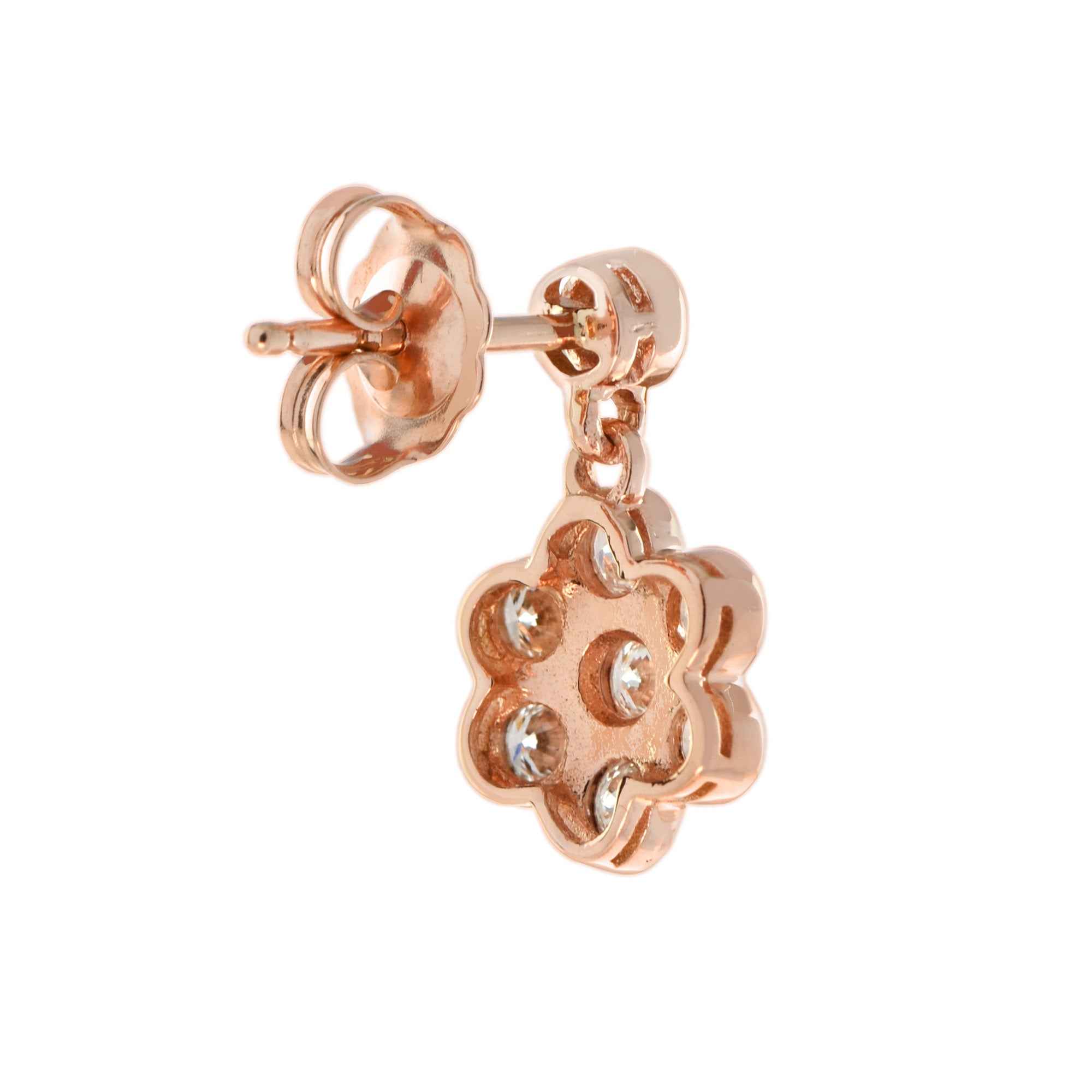 1 Ct Diamond Cluster Vintage Style Floral Drop 14K Rose Gold Earrings