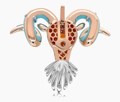 Taurus Bull Aries Ram Zodiac Diamond Pave & Turquoise 18K Gold Pendant