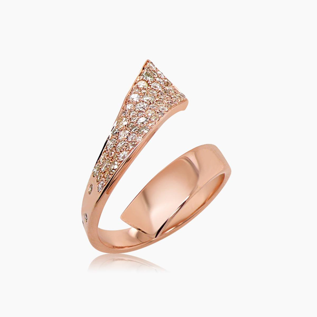 Fancy Diamond Pave Set 18K Rose Gold Ring